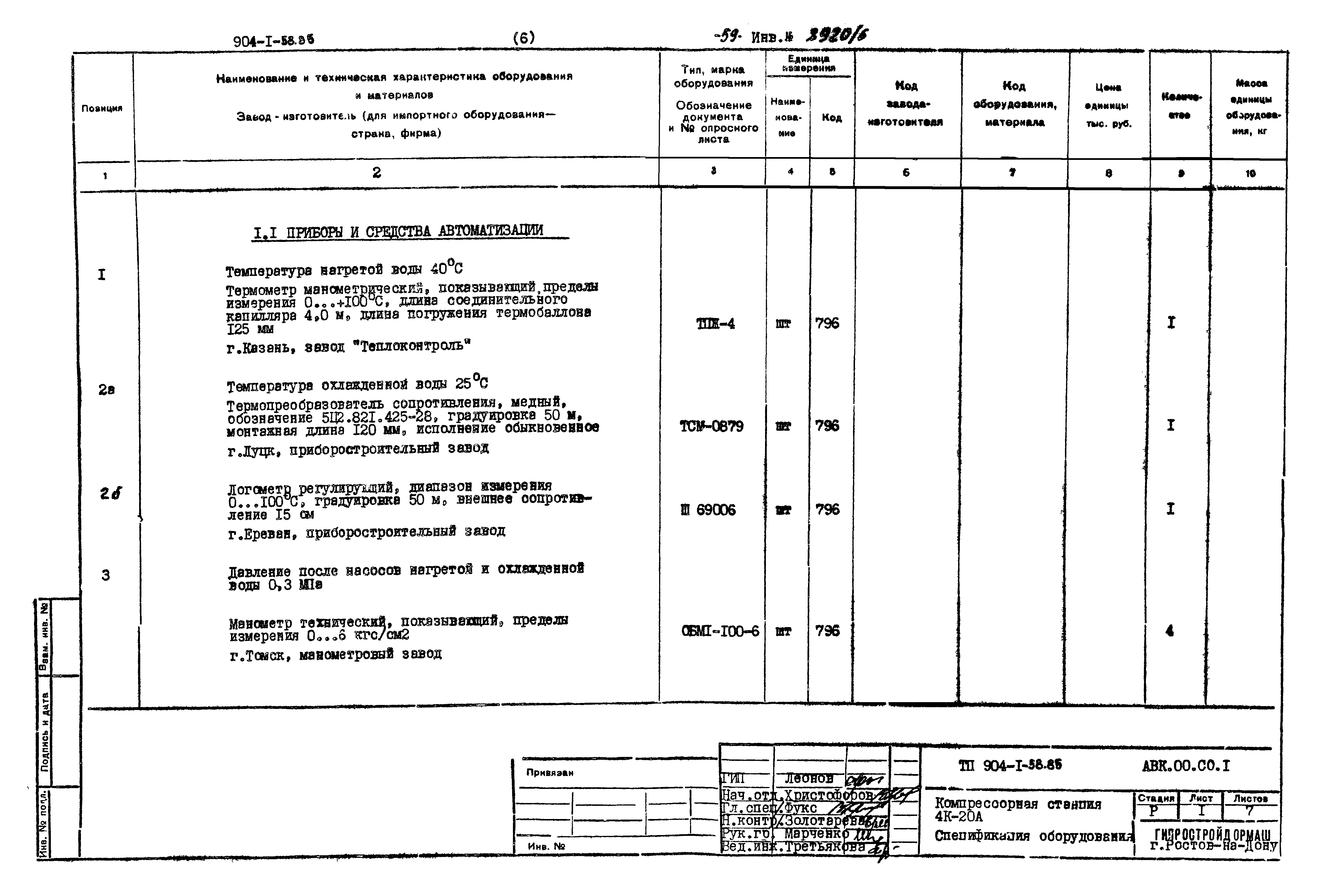 Типовой проект 904-1-58.85