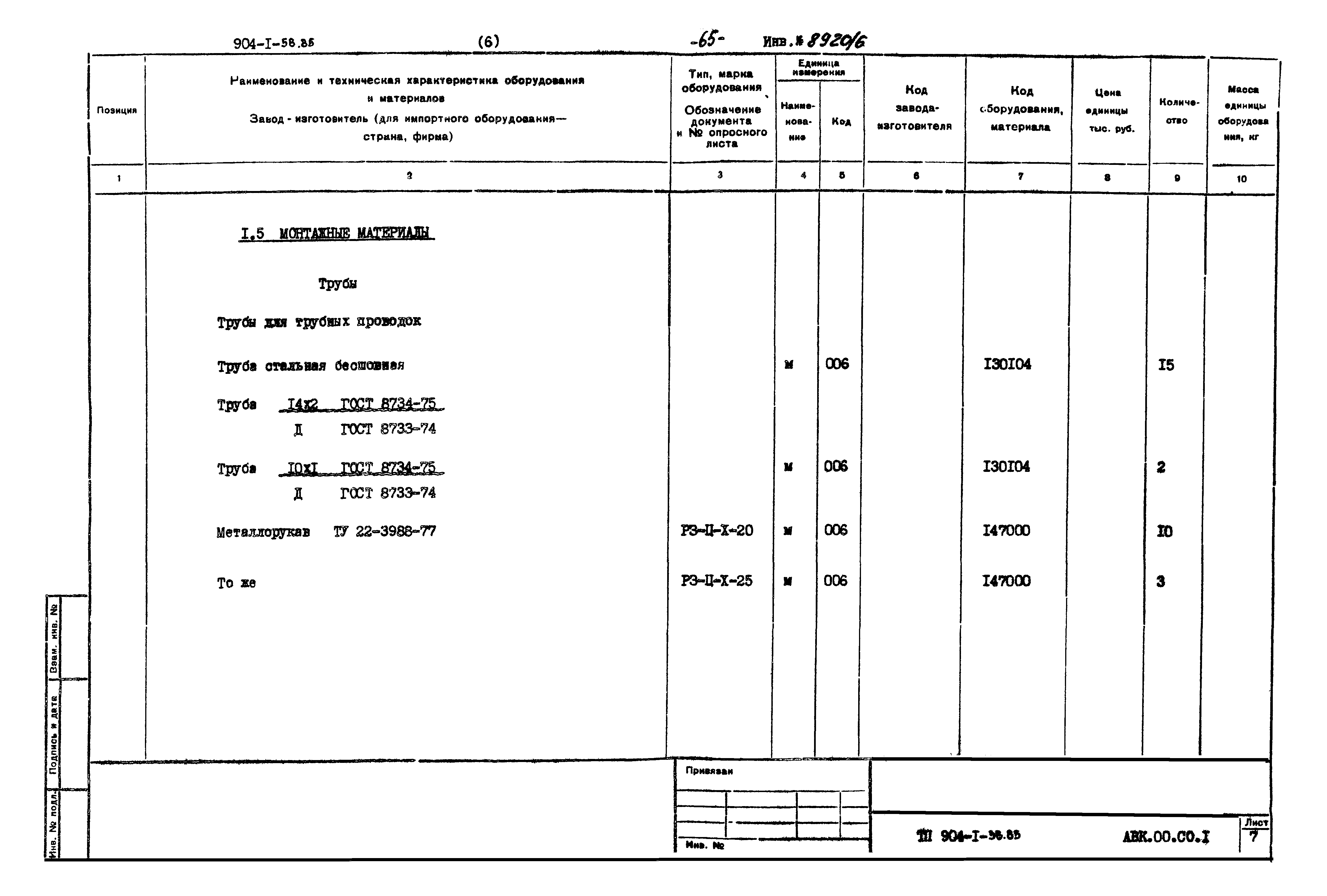 Типовой проект 904-1-58.85