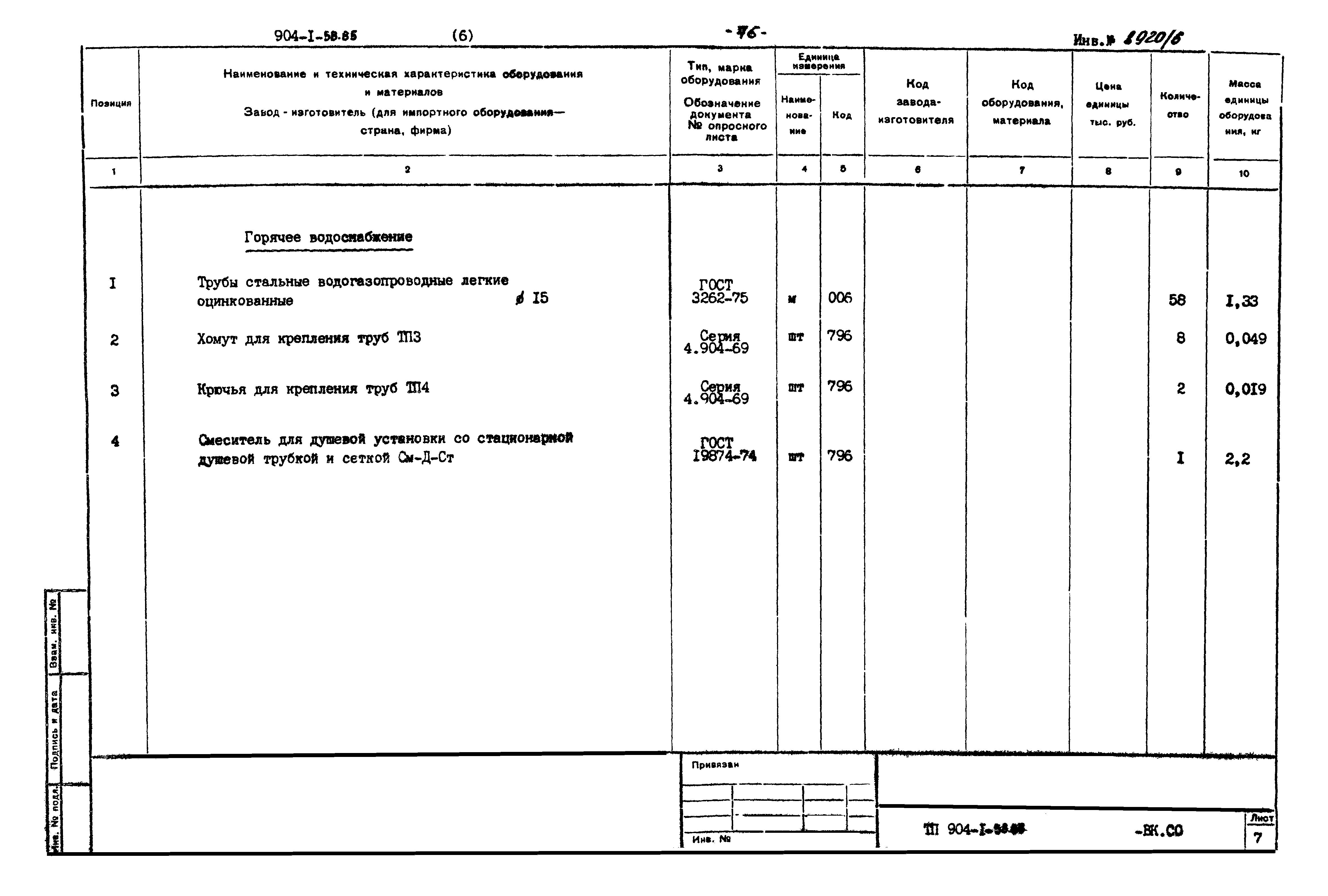 Типовой проект 904-1-58.85