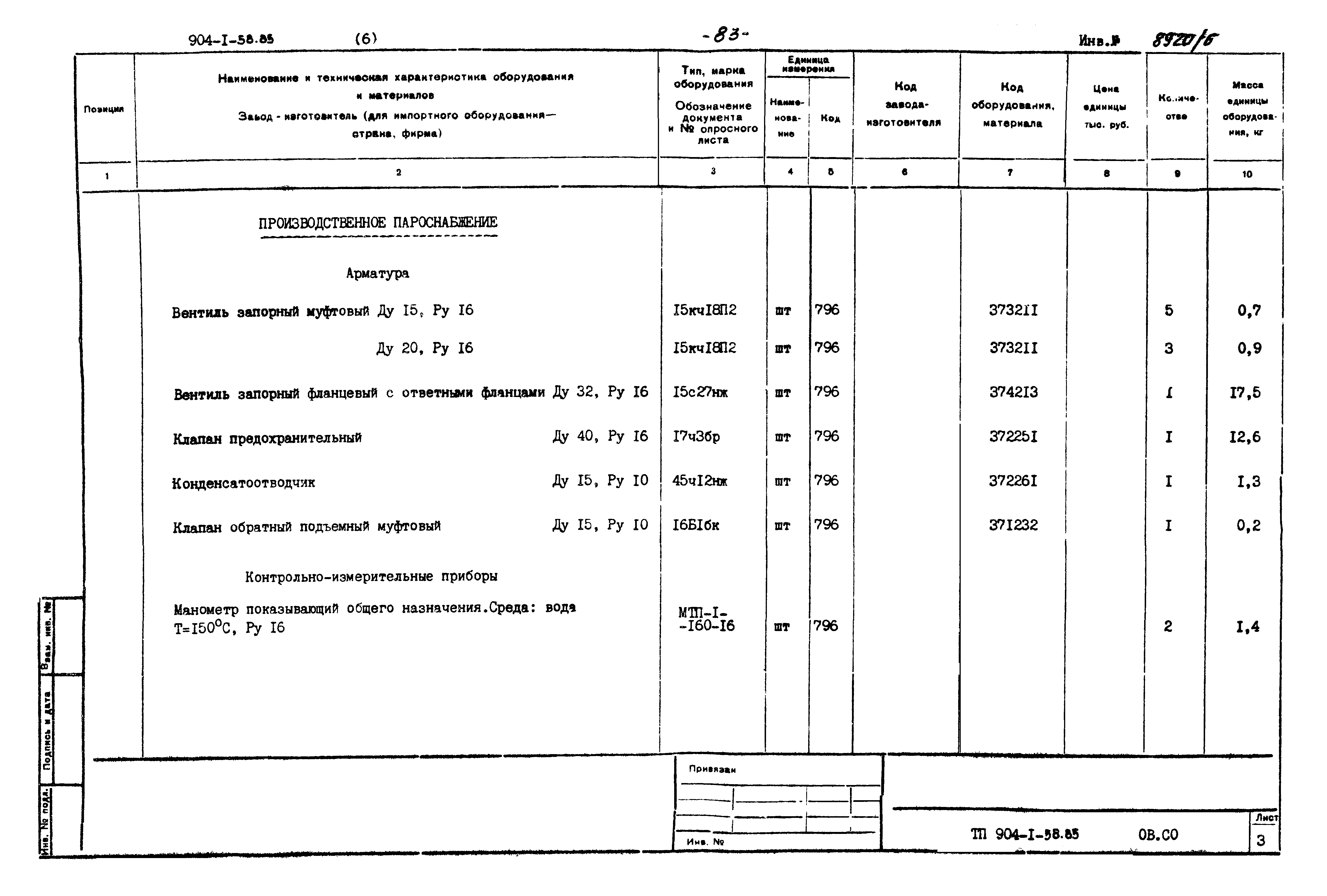 Типовой проект 904-1-58.85
