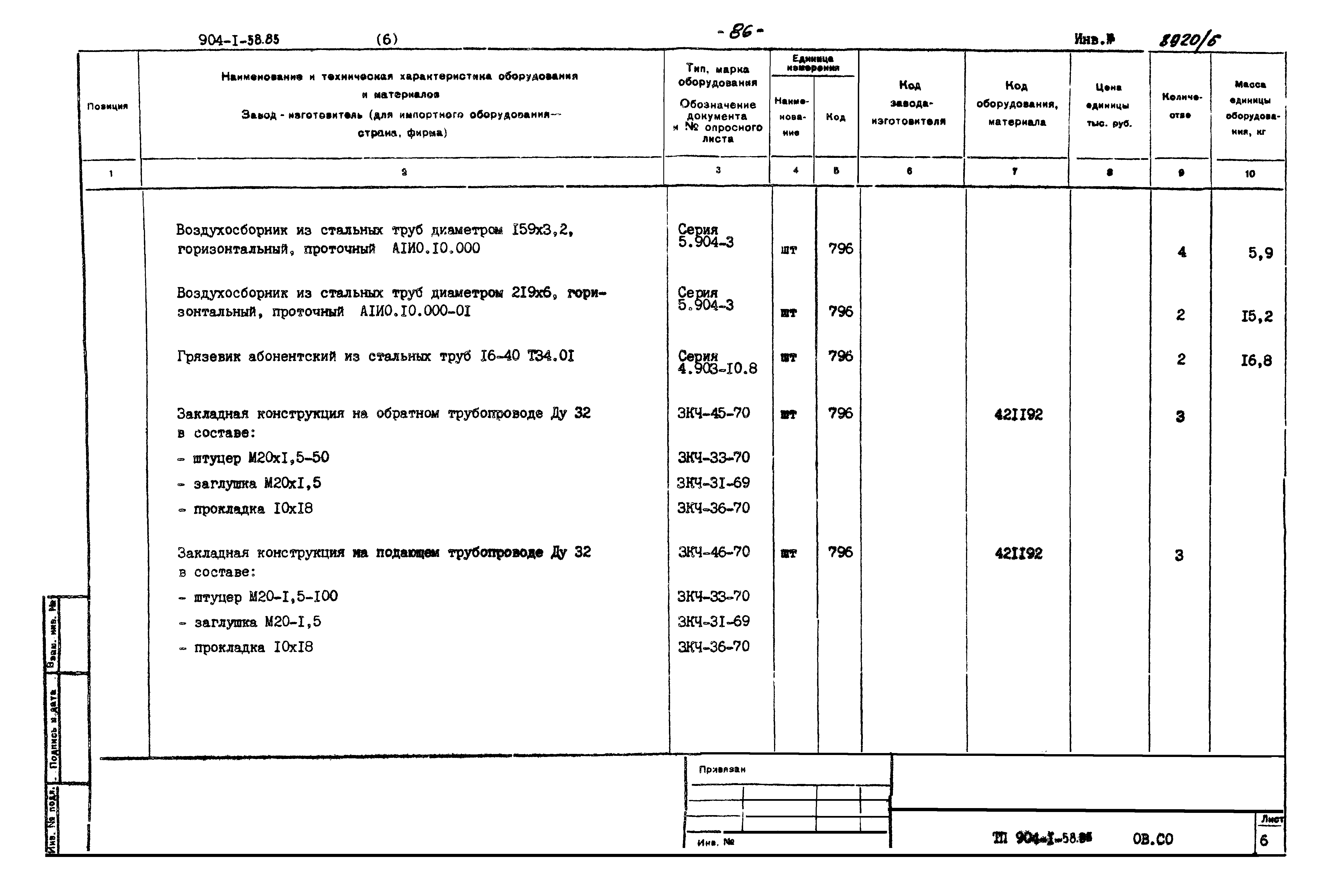 Типовой проект 904-1-58.85