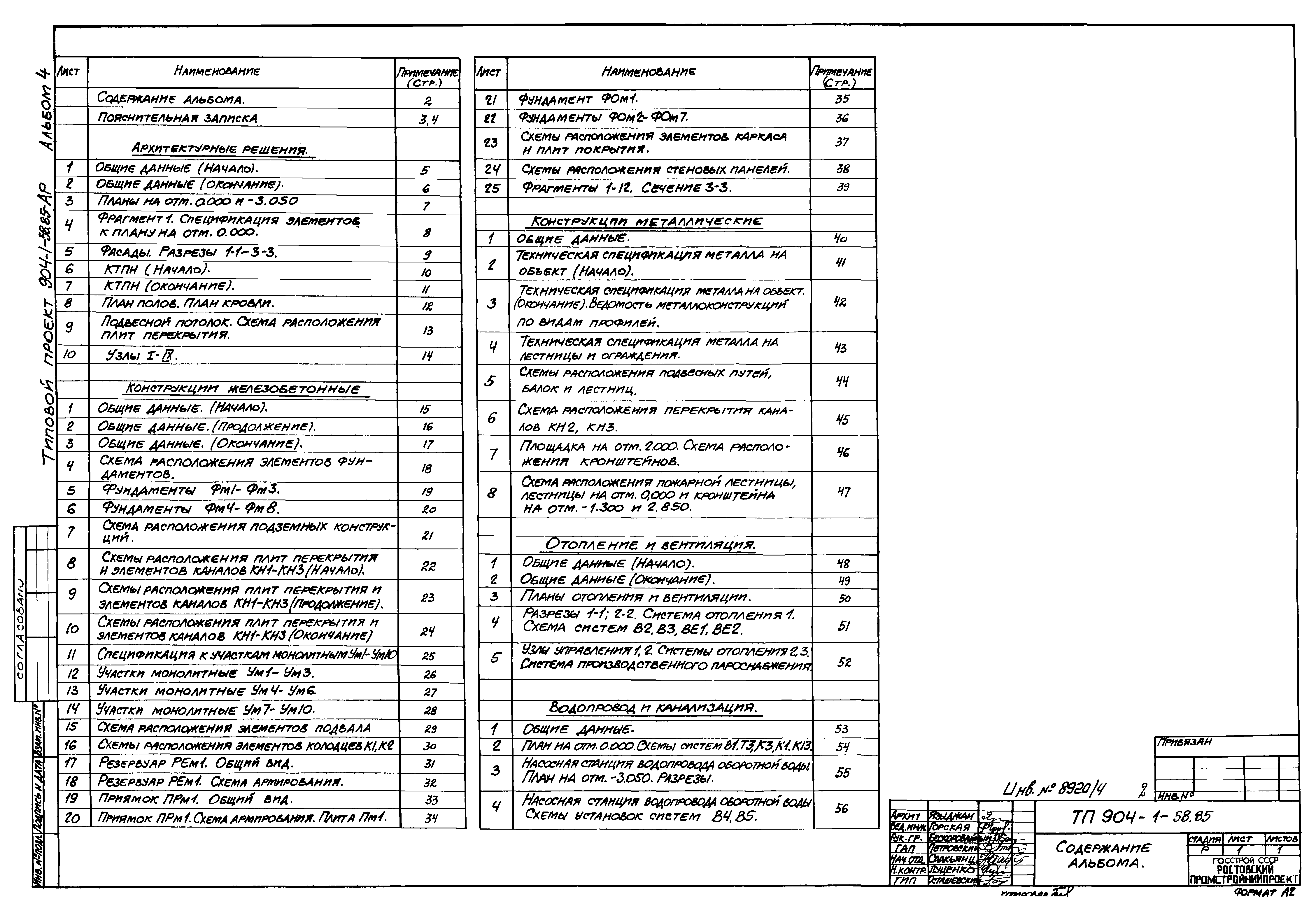 Типовой проект 904-1-58.85