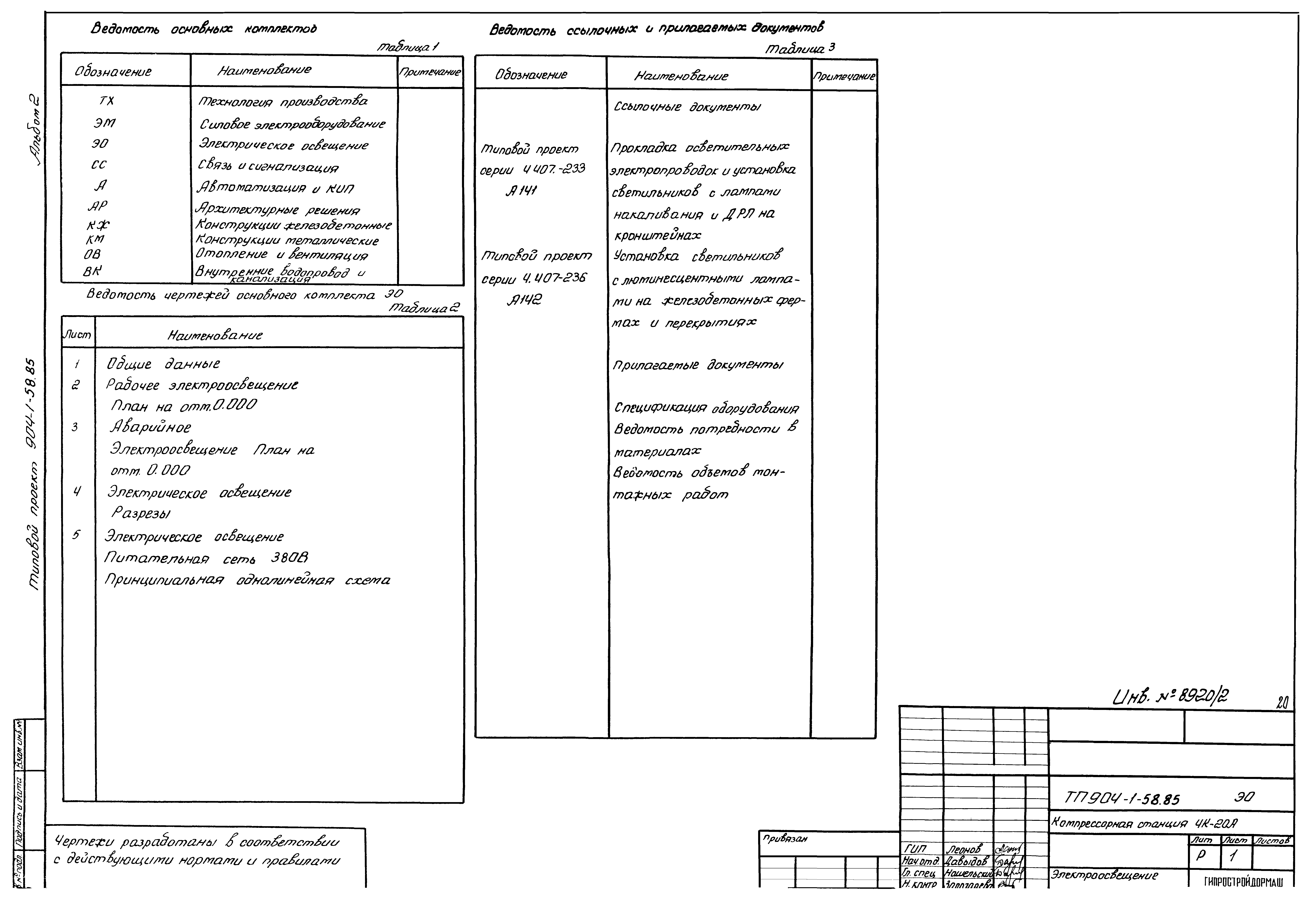 Типовой проект 904-1-58.85