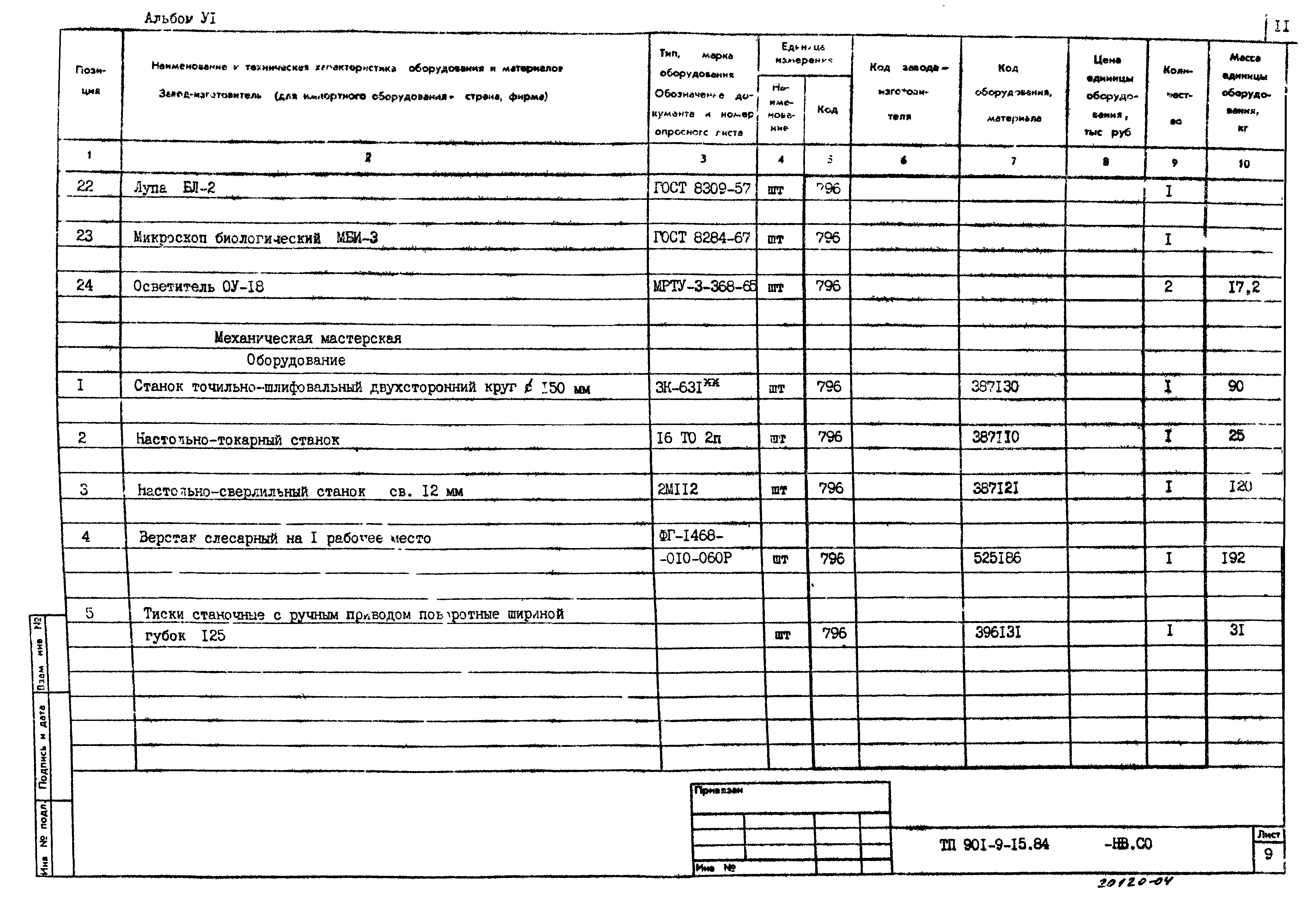 Типовой проект 901-9-15.84