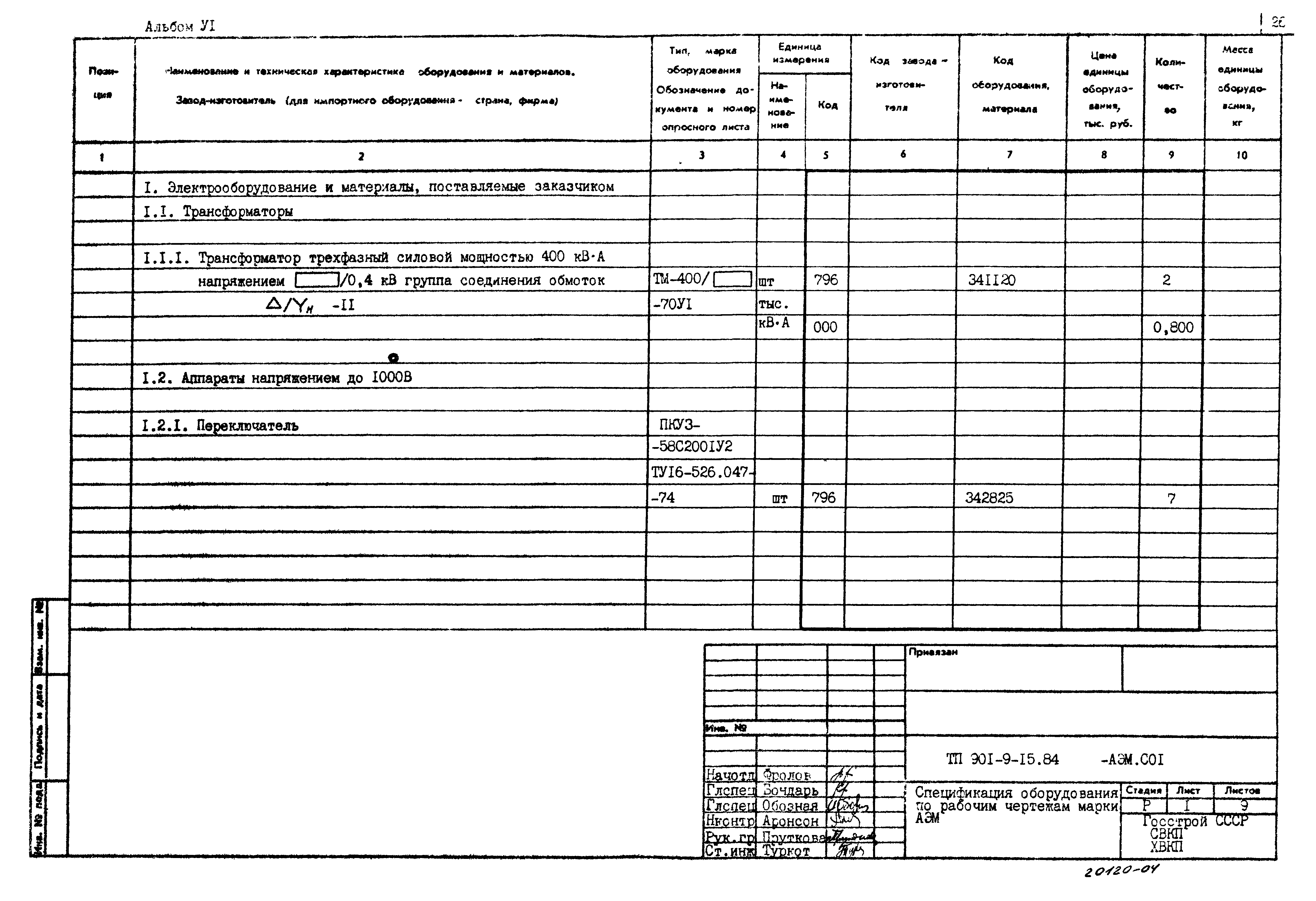 Типовой проект 901-9-15.84
