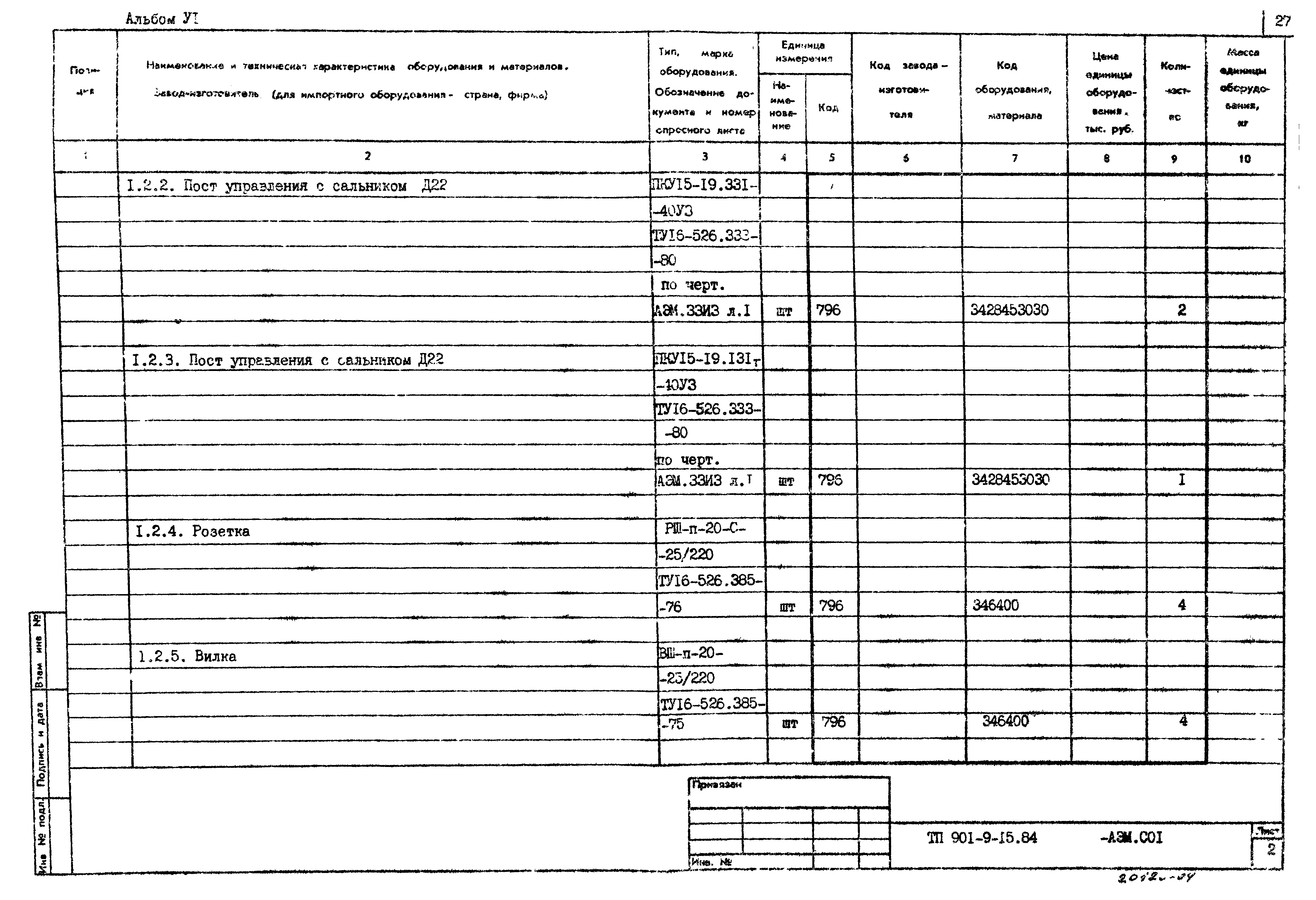Типовой проект 901-9-15.84