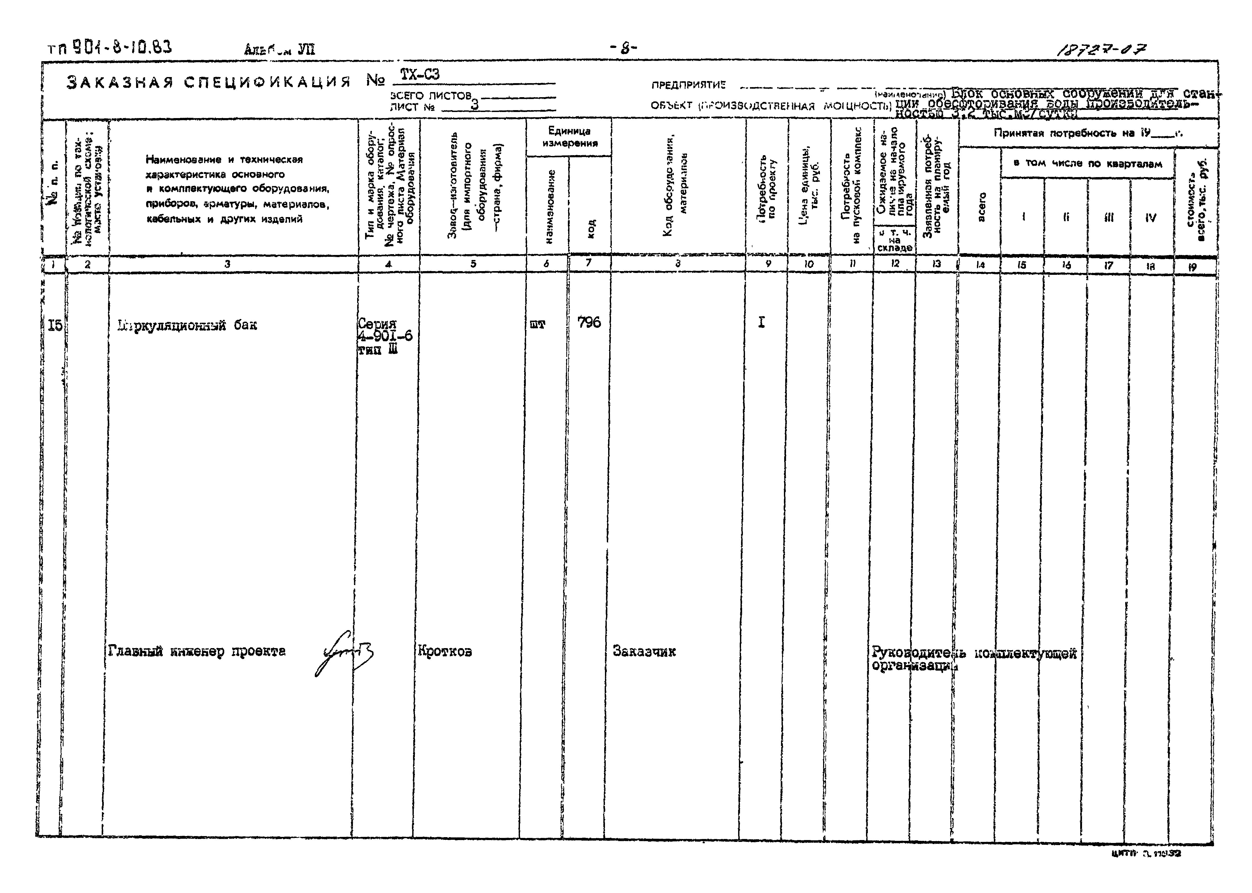 Типовой проект 901-8-10.83
