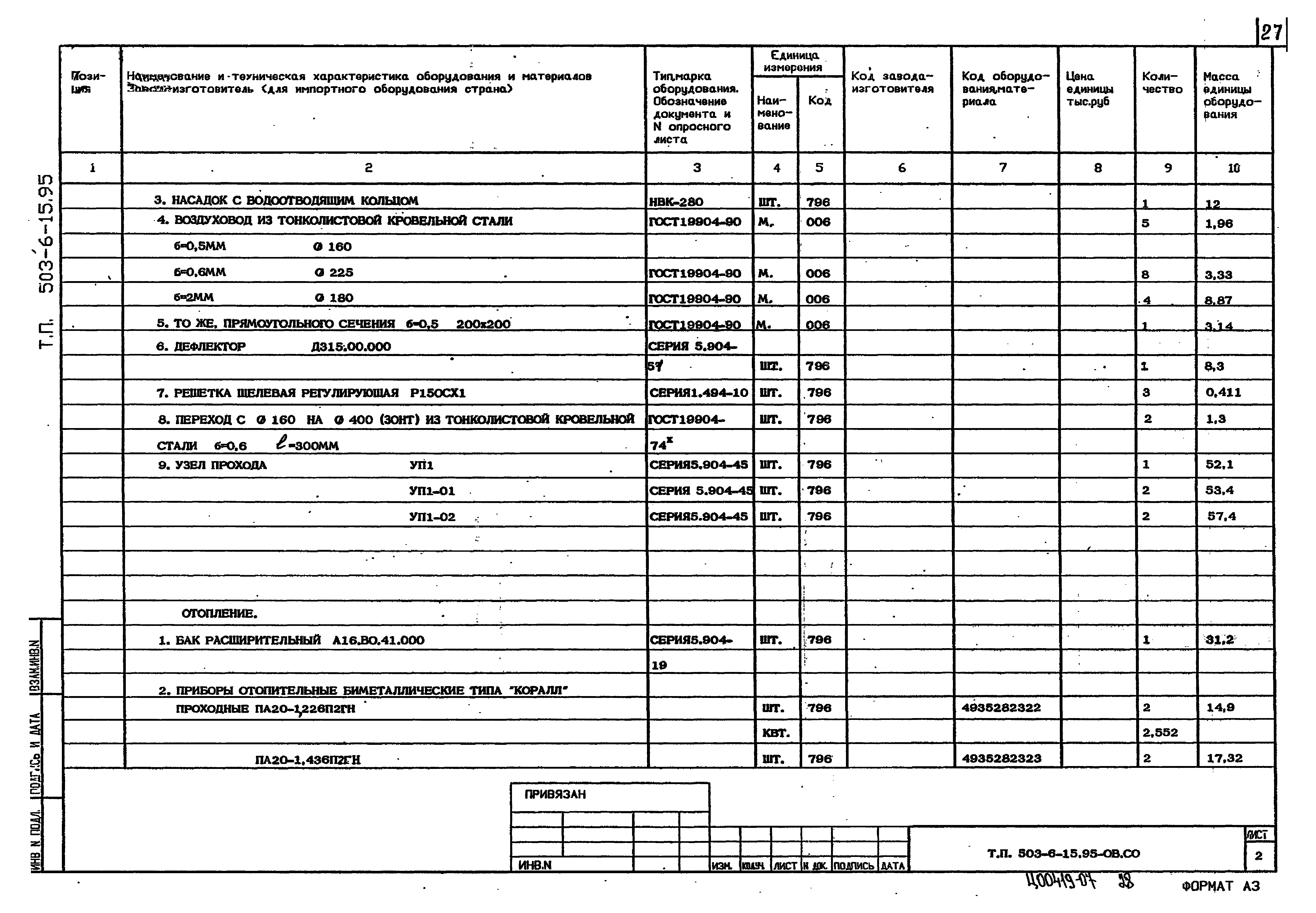 Типовой проект 503-6-15.95