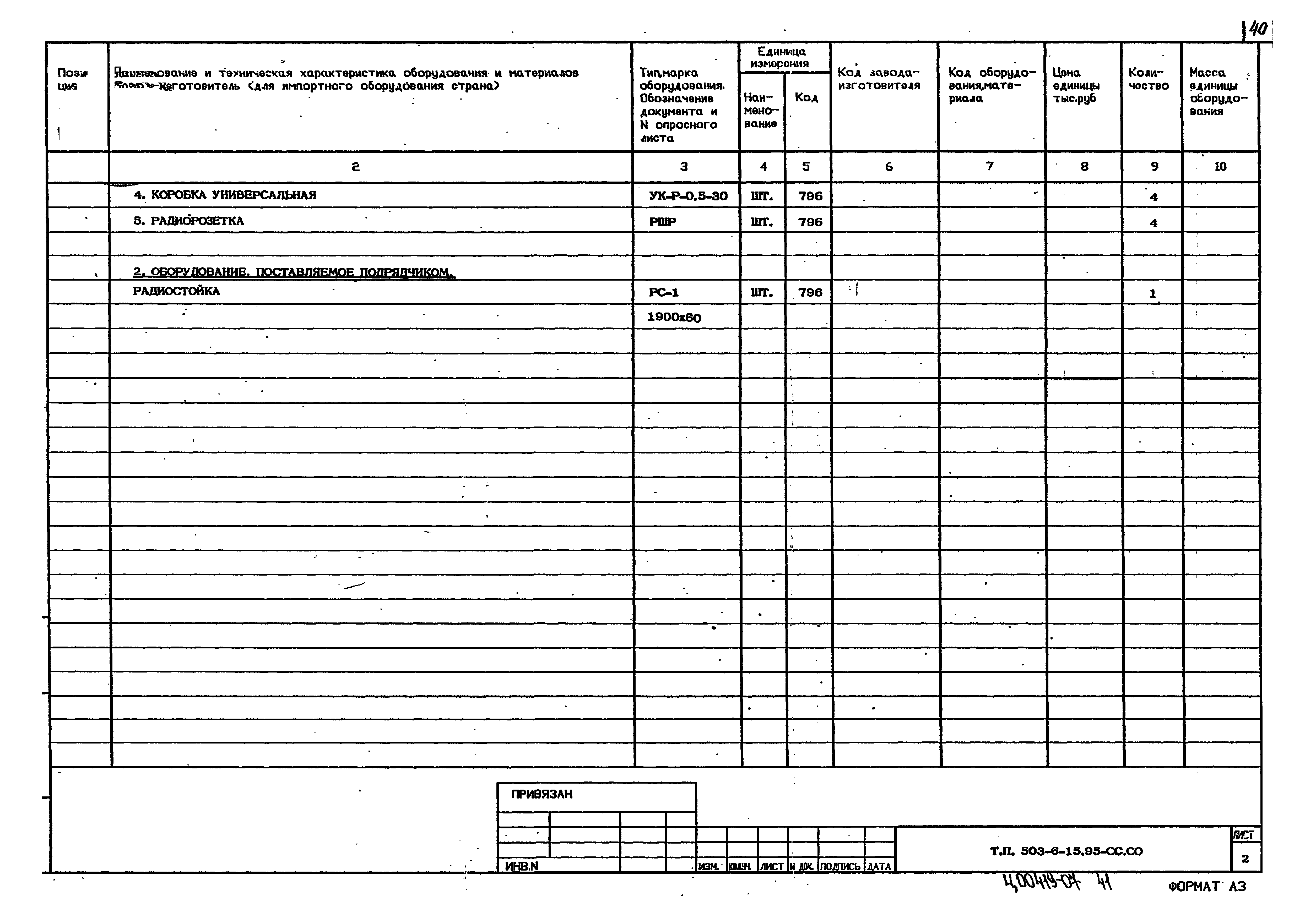 Типовой проект 503-6-15.95