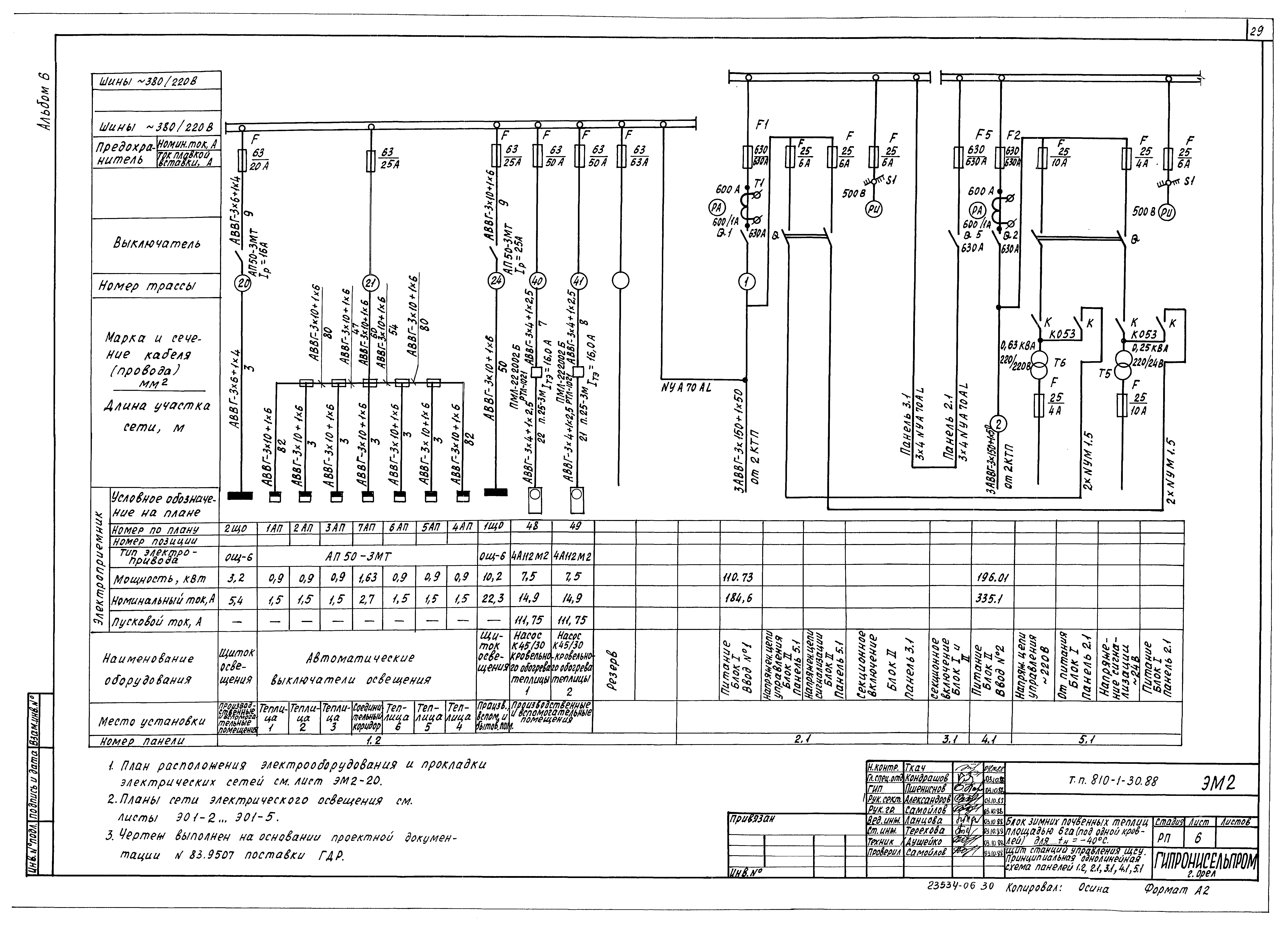 Однолинейная схема электроустановок