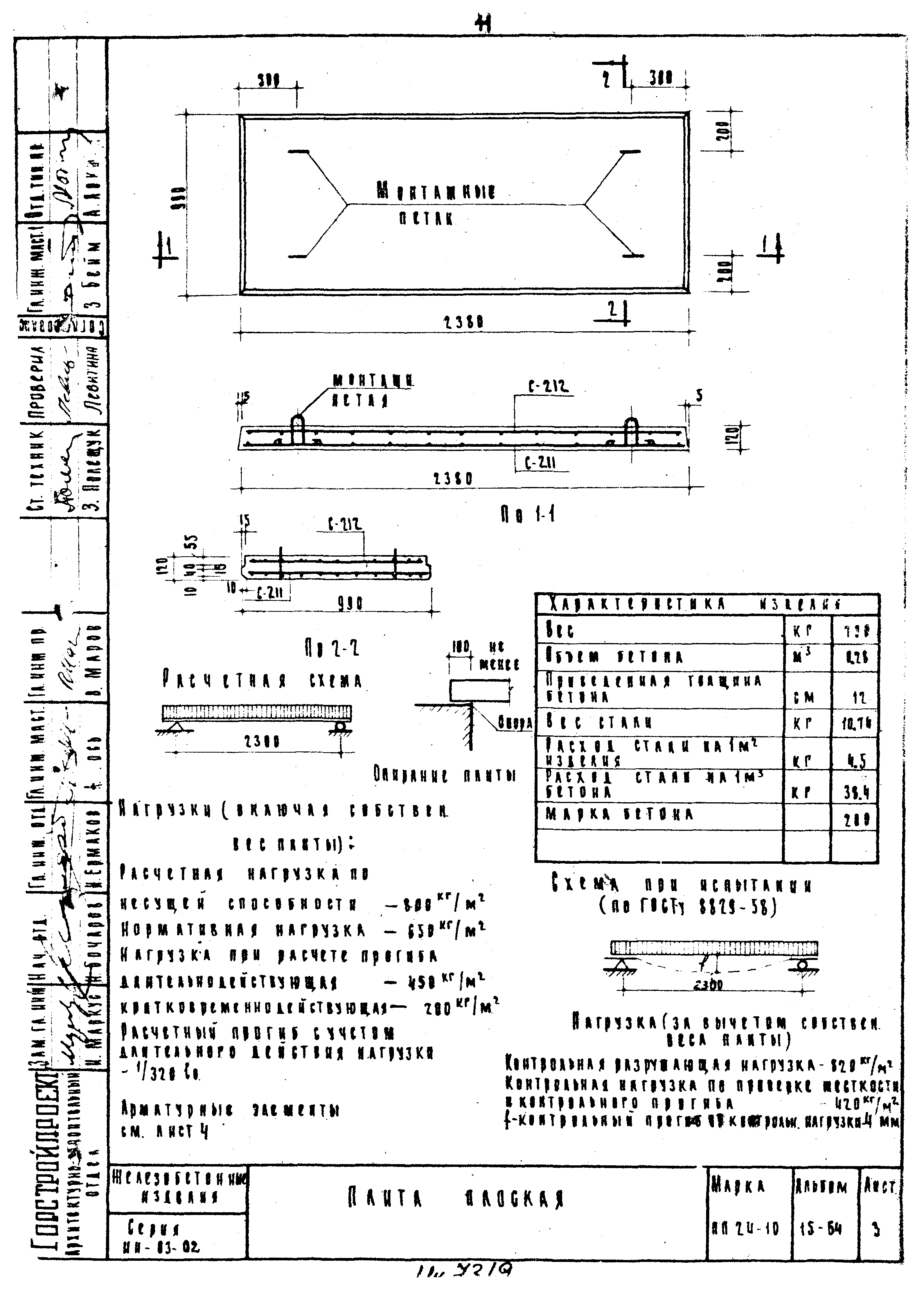 Скачать Серия ИИ-03-02 Альбом 15-64. Плиты: ребристая с люком, плоские,  приямка, парапетные, опорная. Элементы входов, цветочница