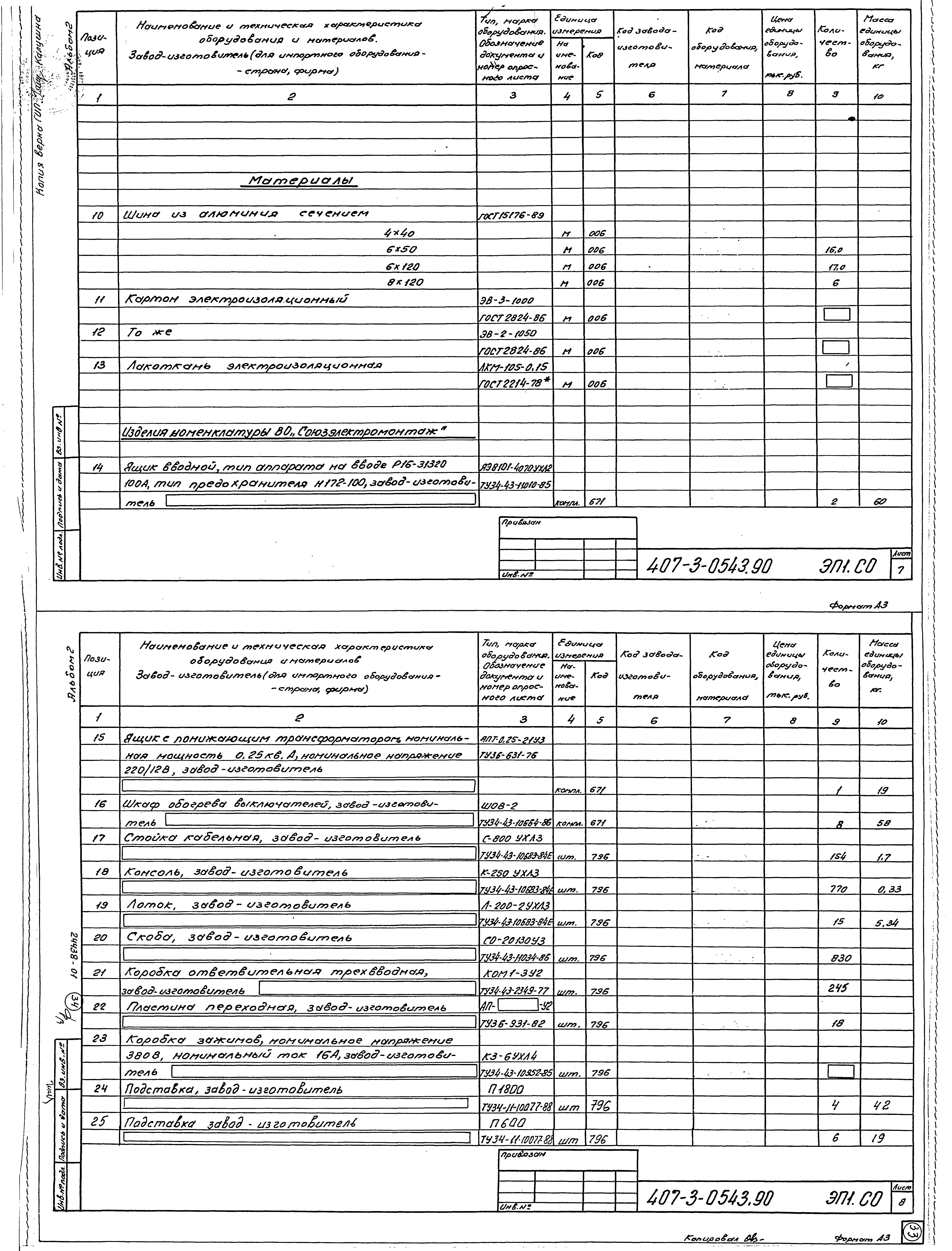 Типовые проектные решения 407-3-0543.90