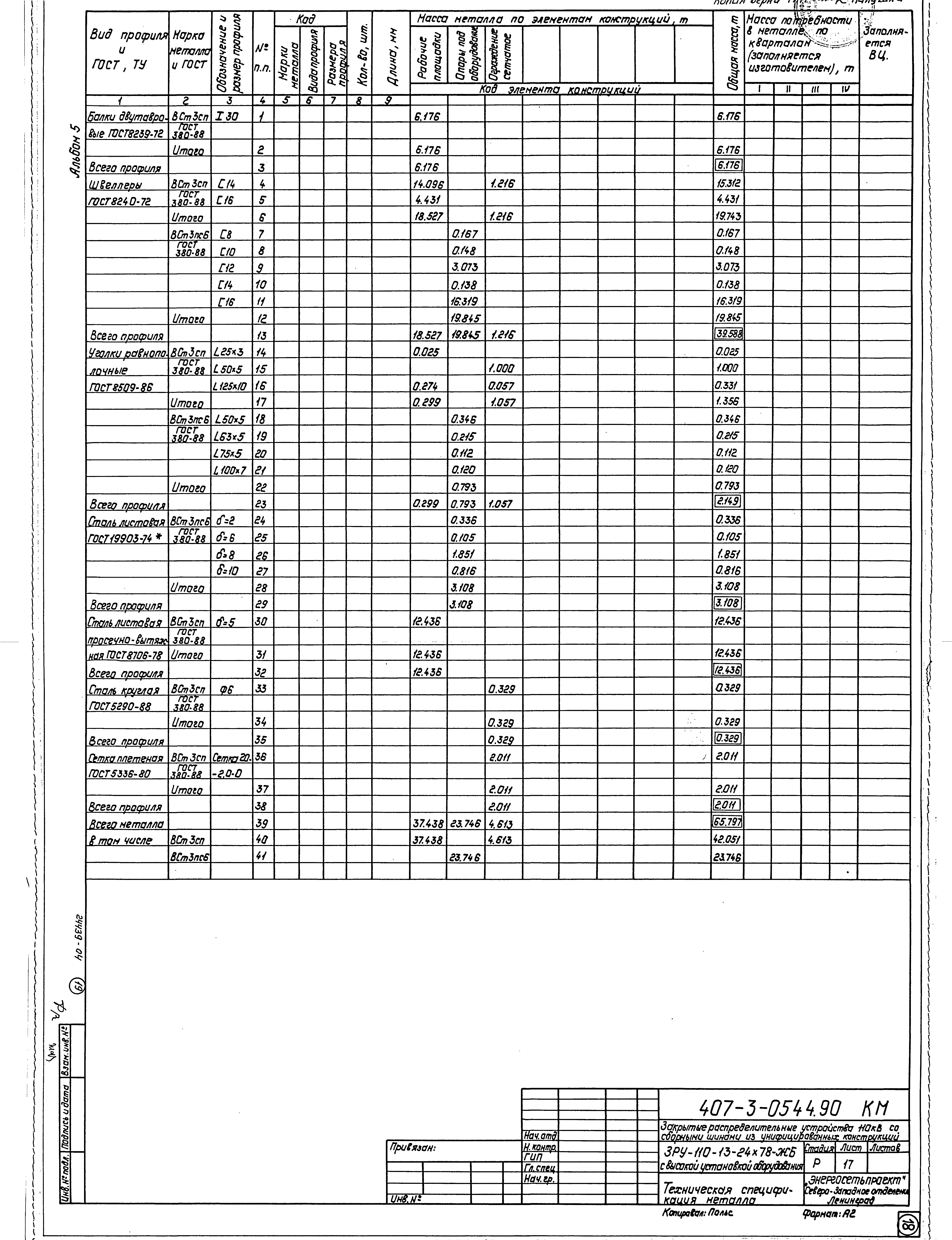 Типовые проектные решения 407-3-0544.90