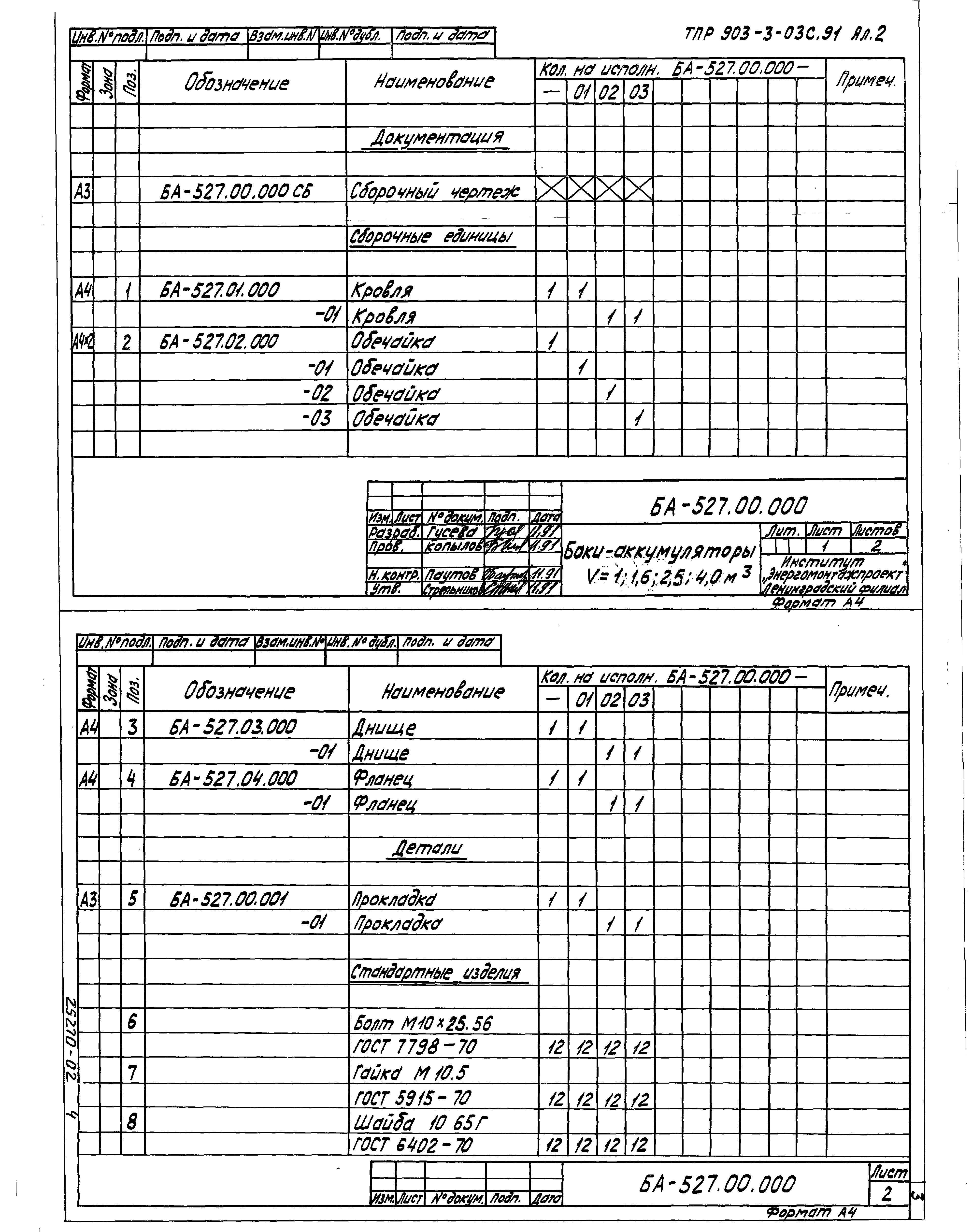 Типовые проектные решения 903-3-03с.91
