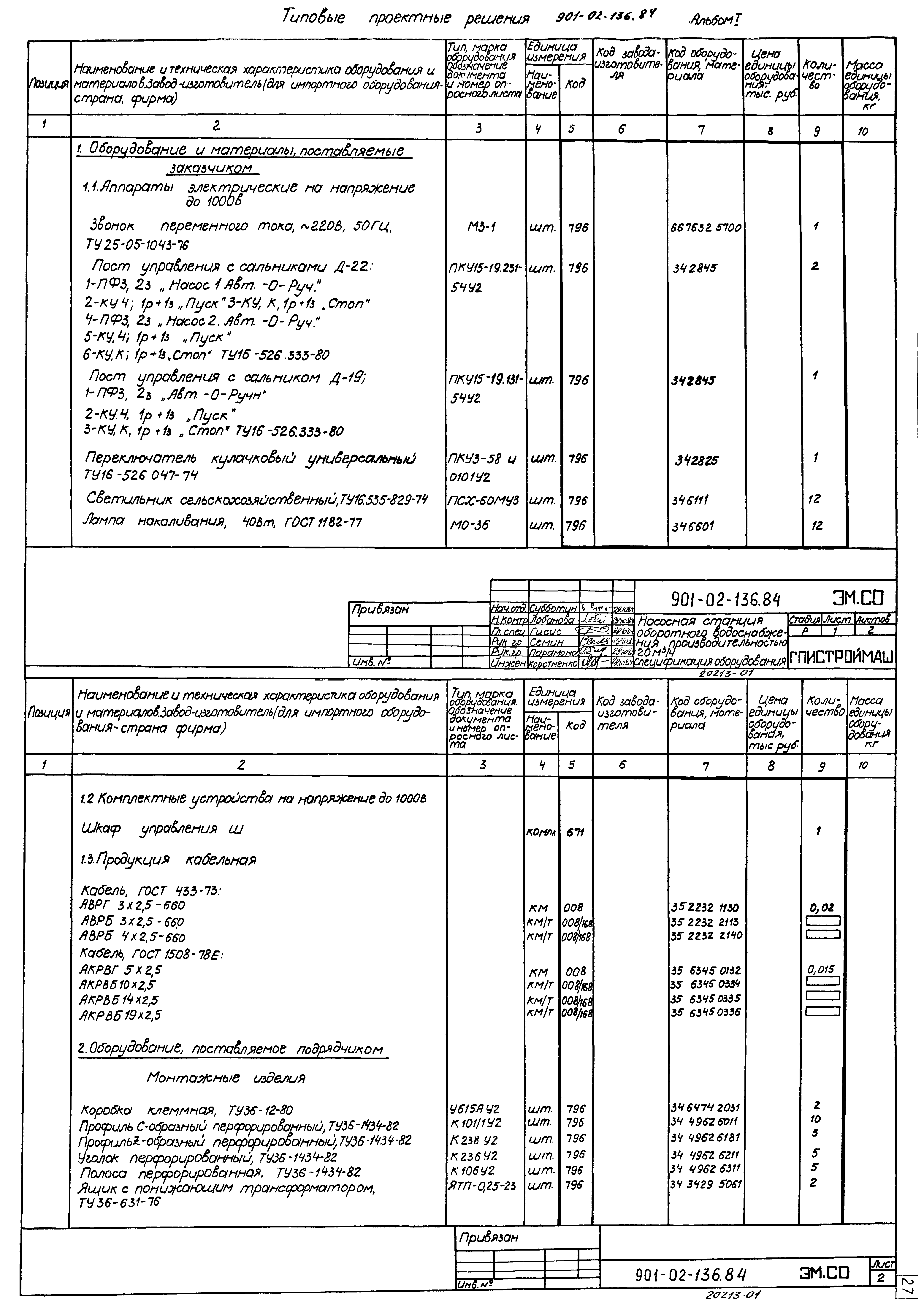 Типовые проектные решения 901-02-136.84