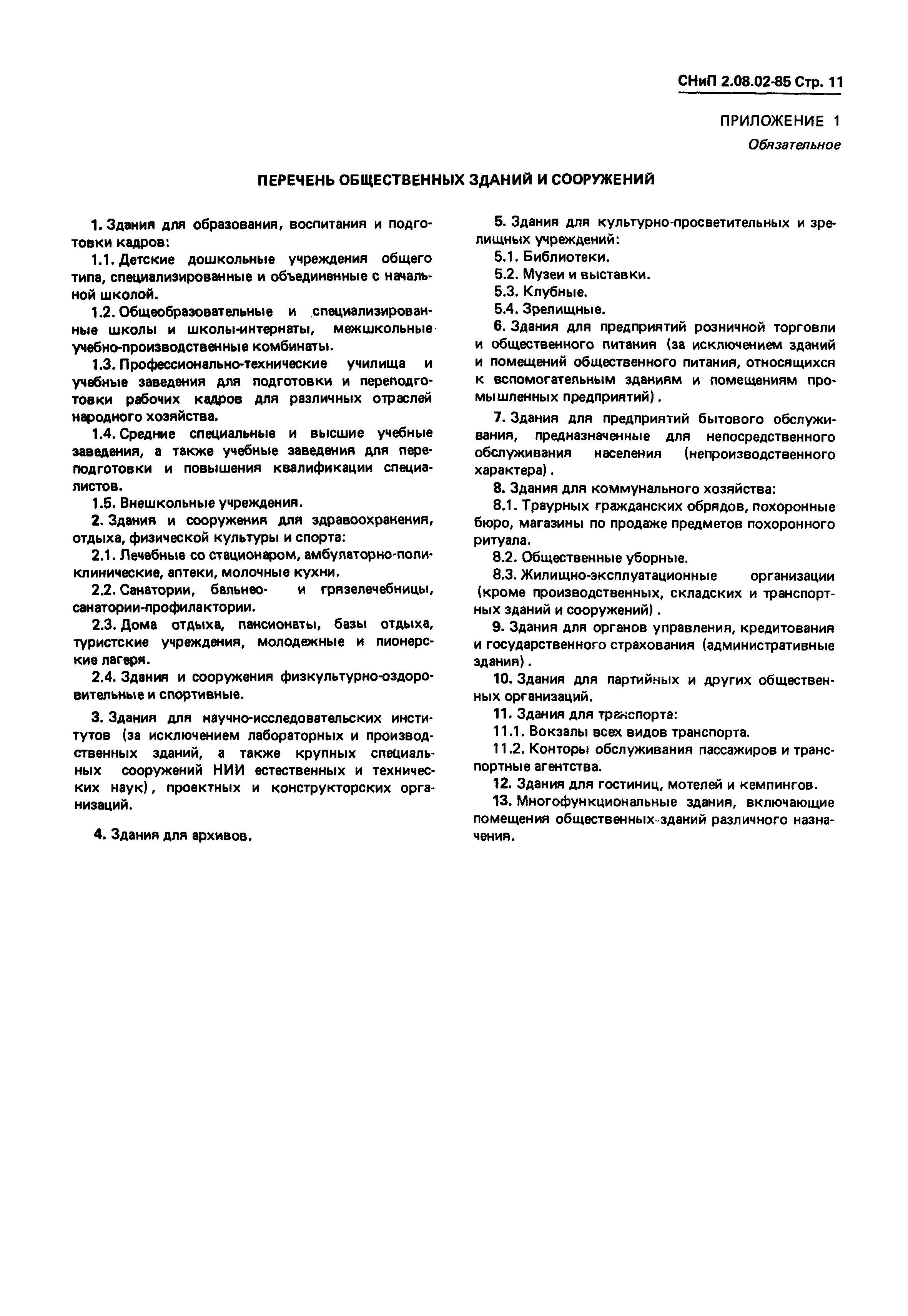 Скачать СНиП 2.08.02-85 Общественные здания и сооружения