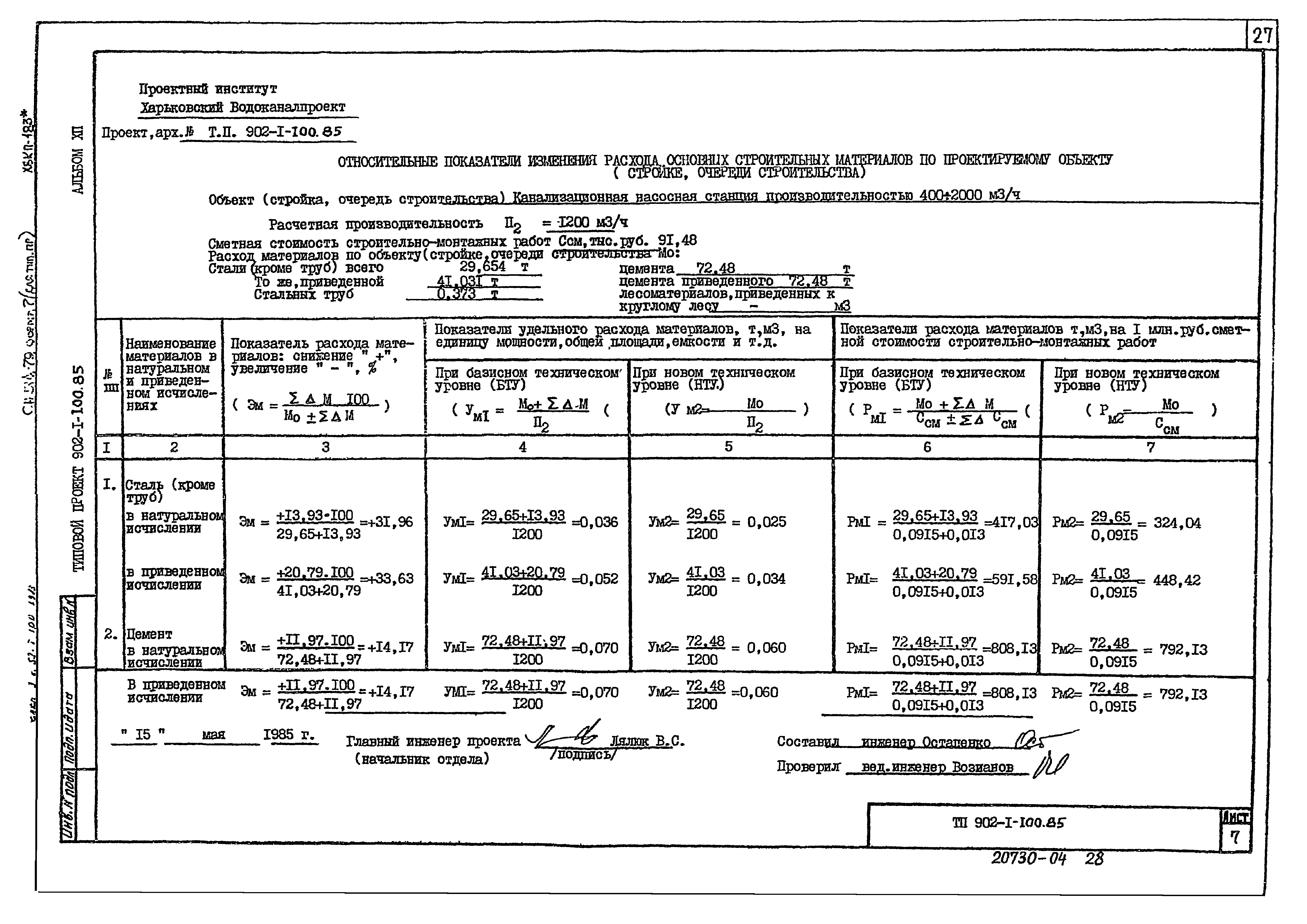 Типовой проект 902-1-100.85