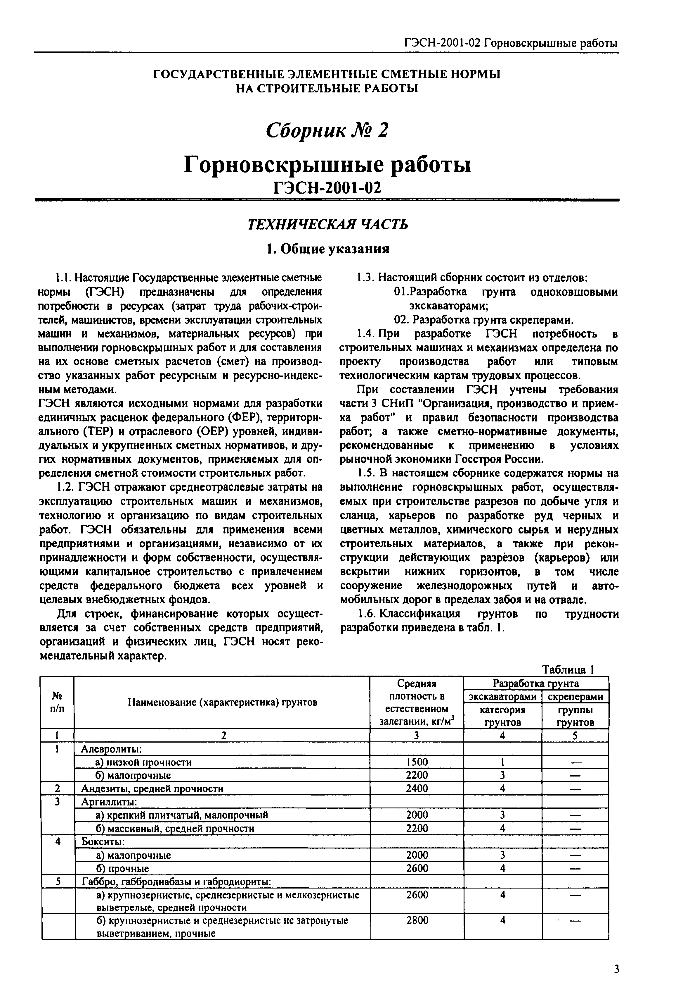 Скачать ГЭСН 2001-02 Горновскрышные работы (редакция 2003 г.).  Горновскрышные работы. Государственные элементные сметные нормы на  строительные работы