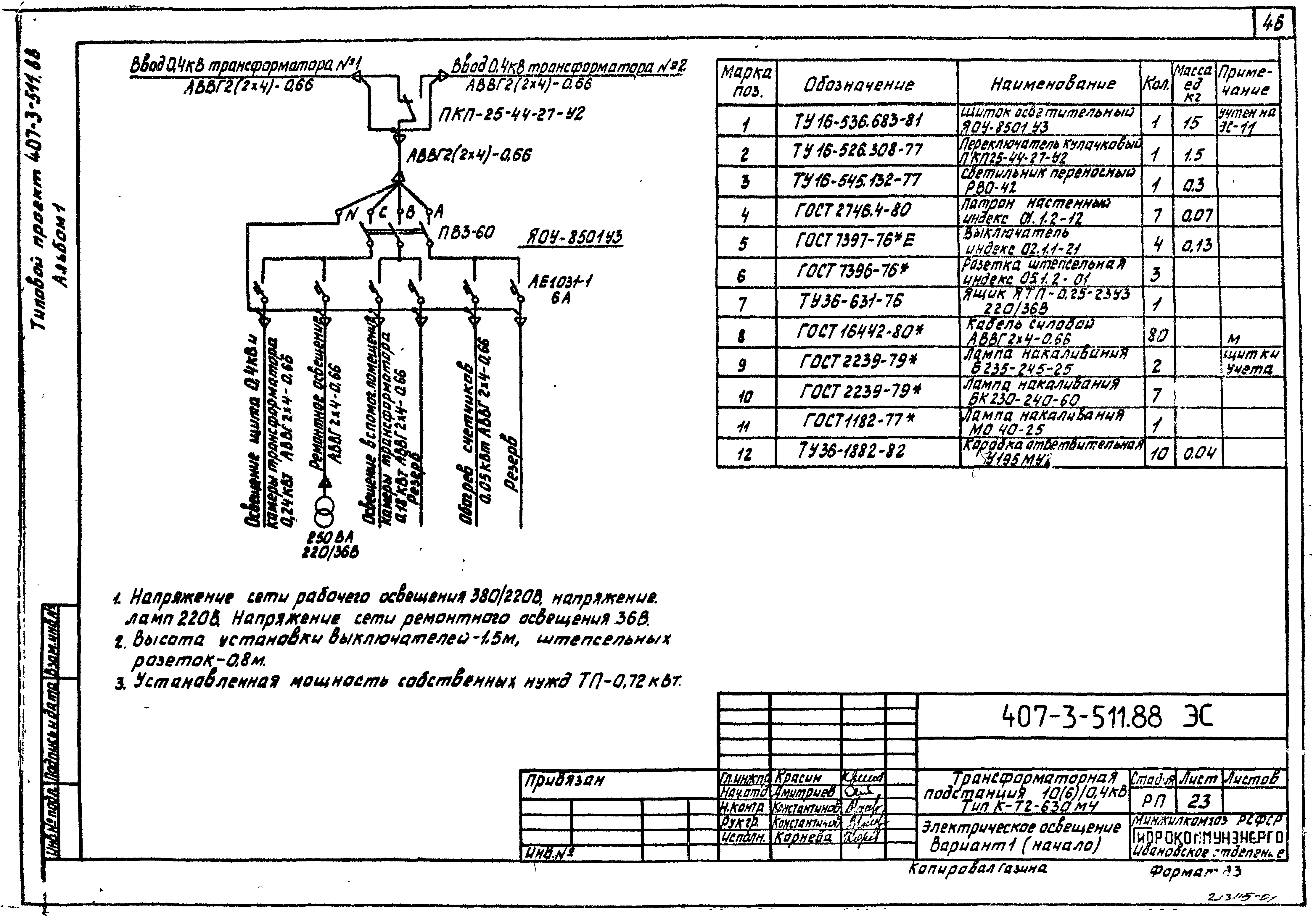 Типовой проект 407-3-511.88