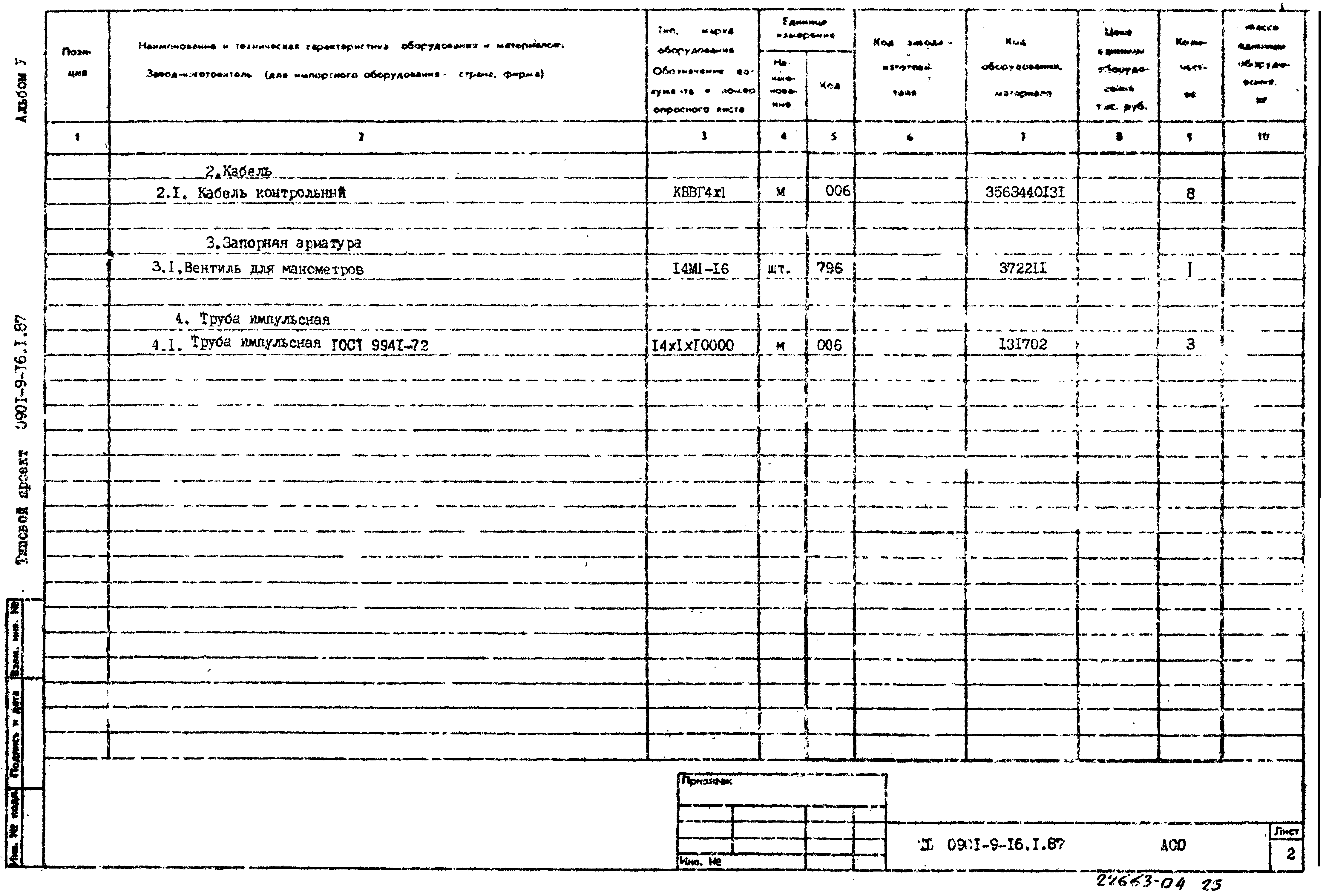 Типовой проект 0901-9-16.2.87