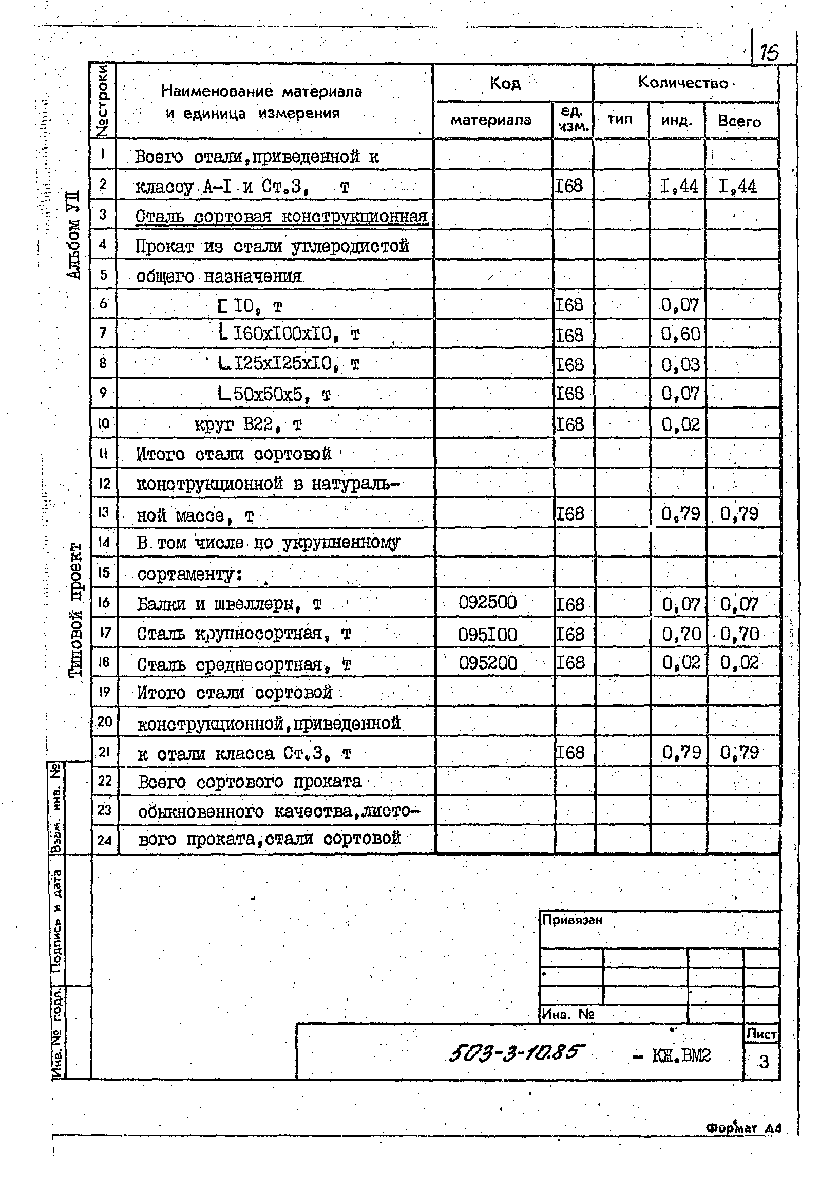 Типовой проект 503-3-10.85