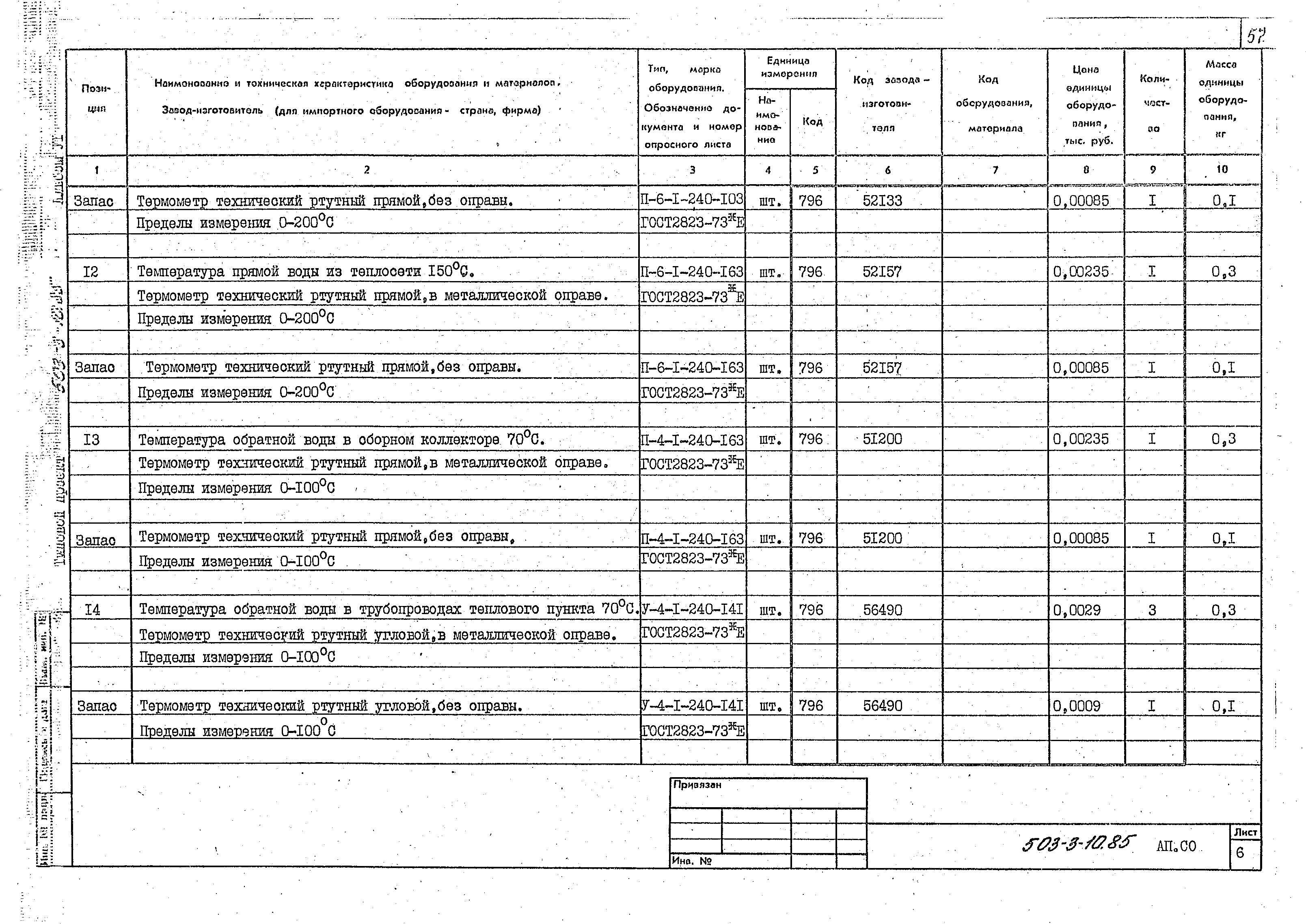Типовой проект 503-3-10.85