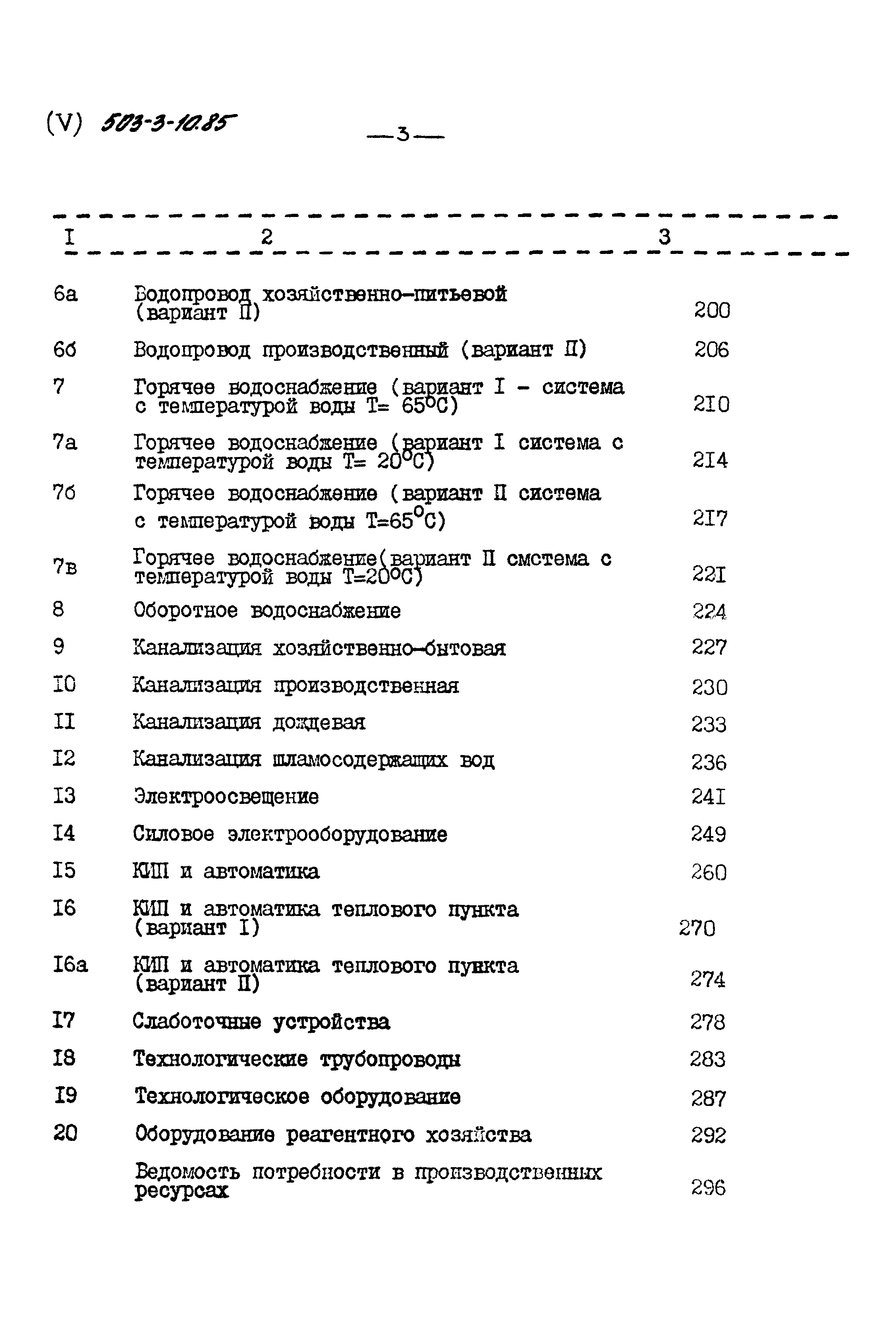 Типовой проект 503-3-10.85