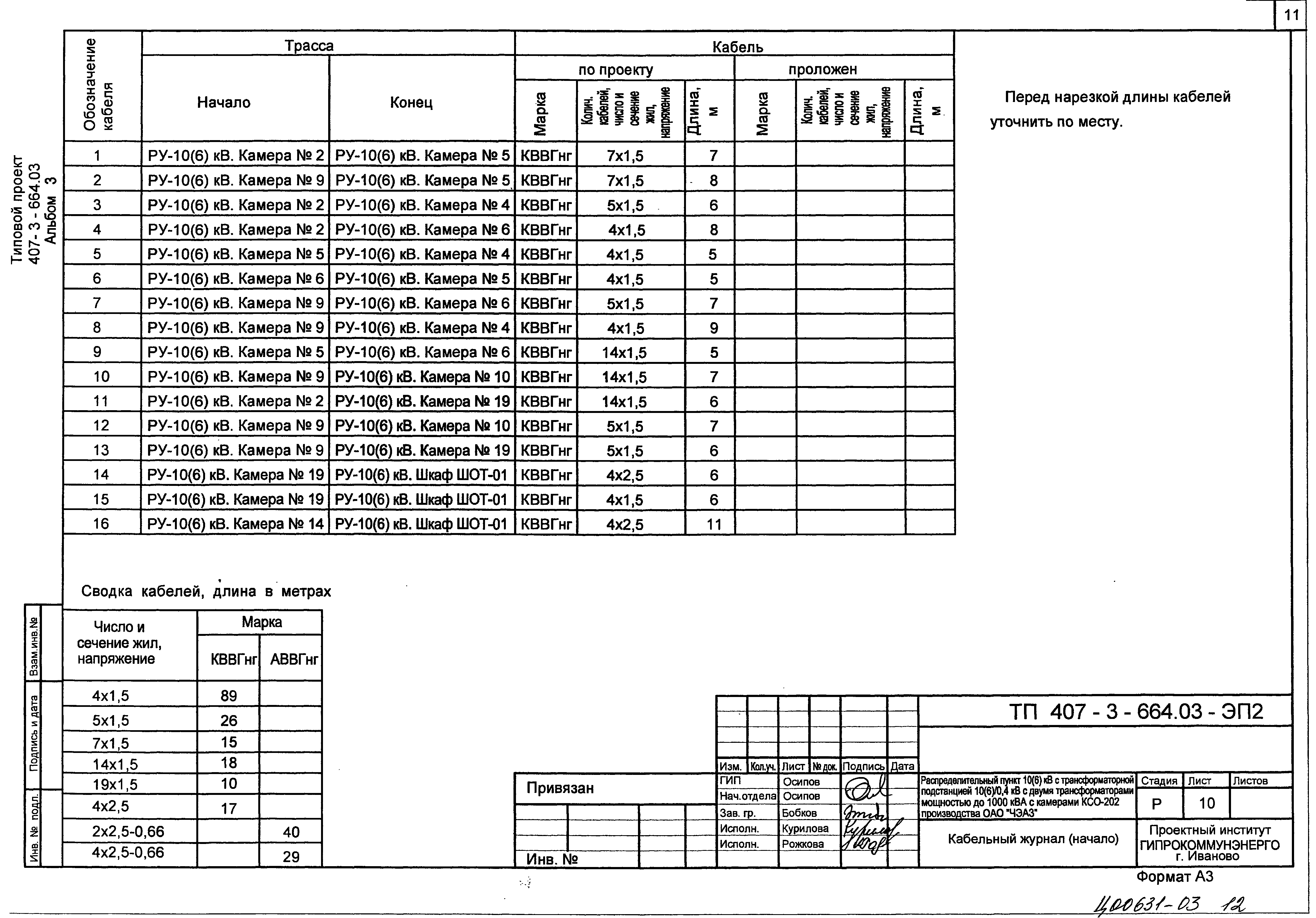 Типовой проект 407-3-664.03