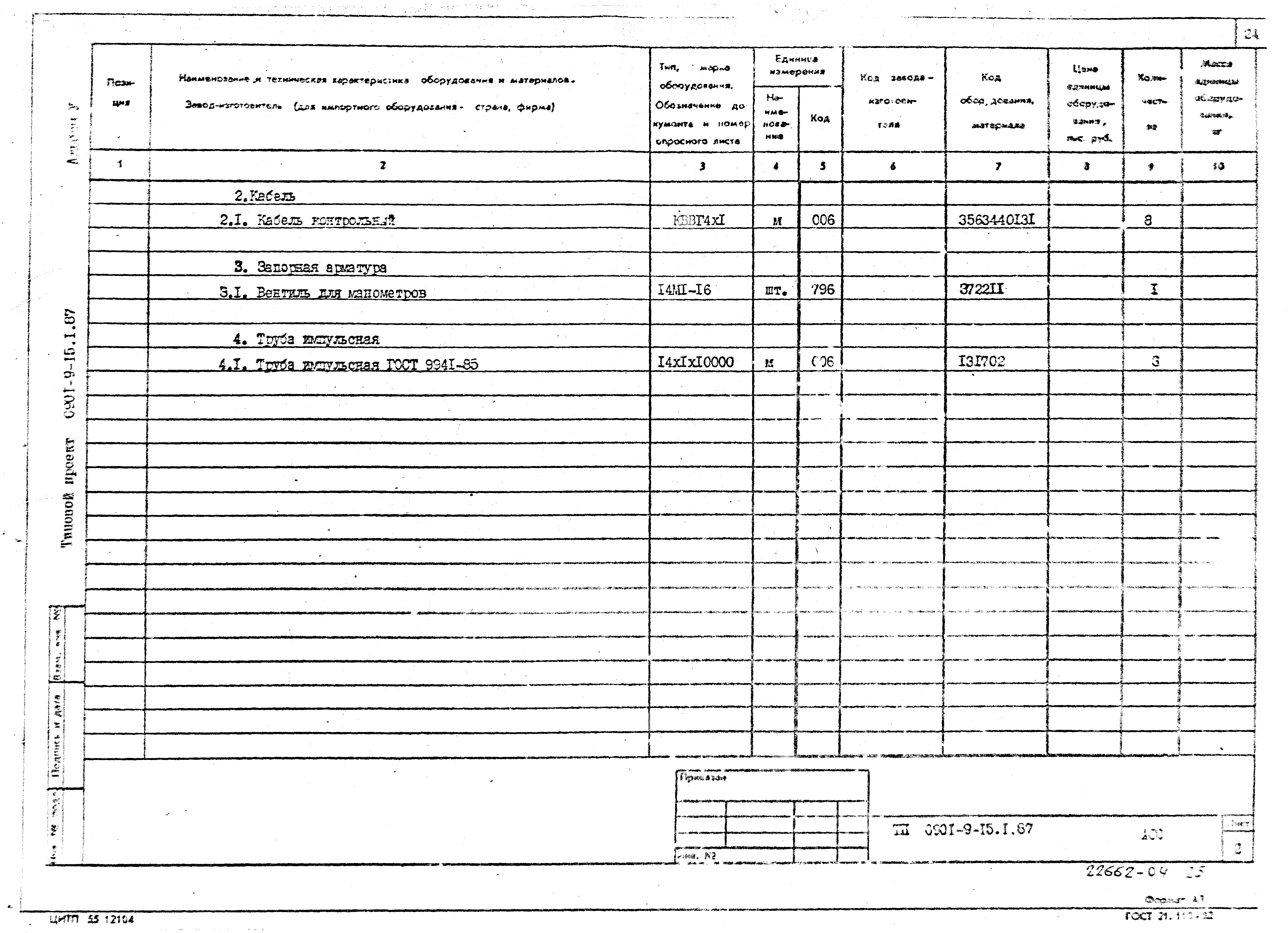 Типовой проект 0901-9-15.1.87