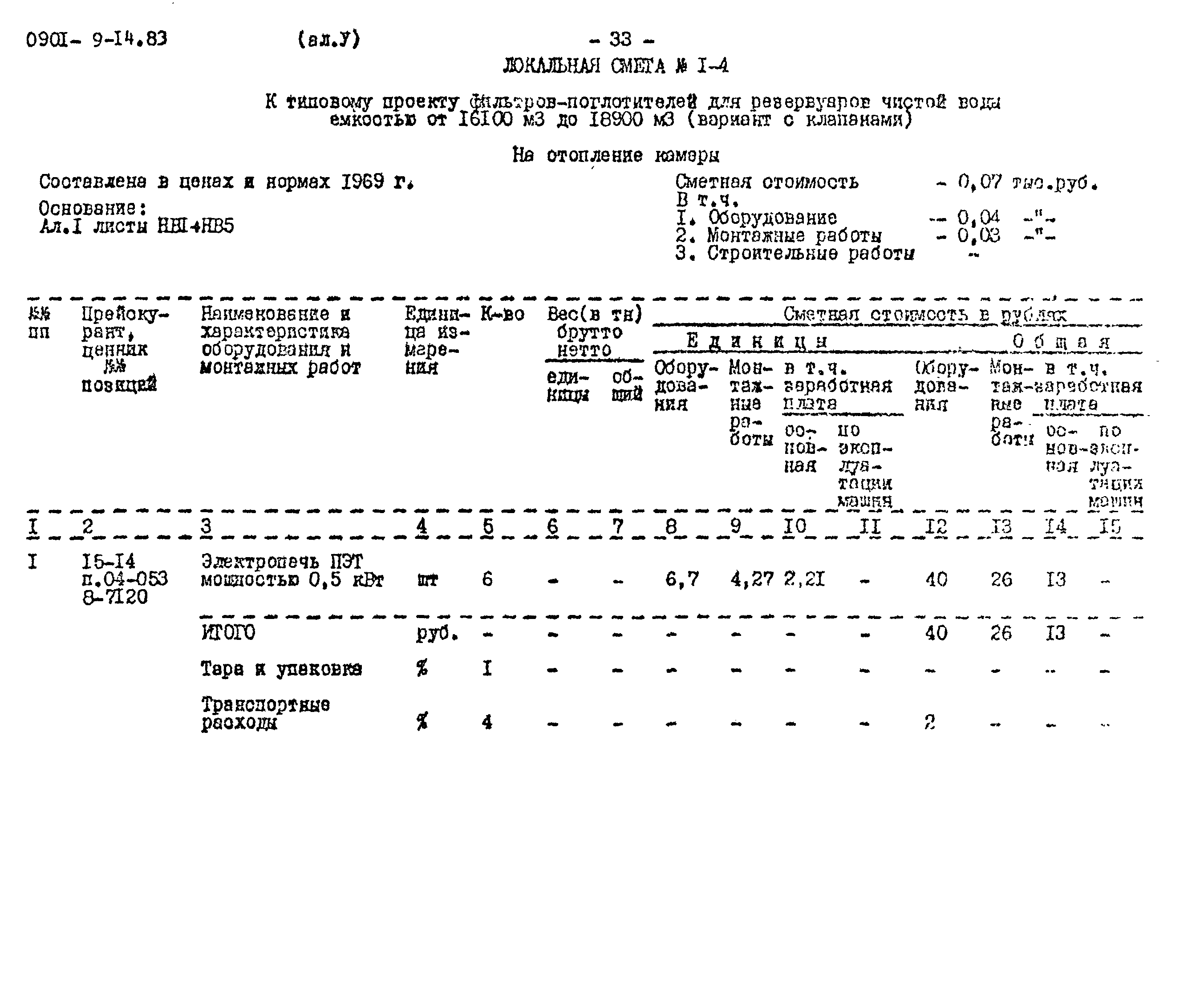 Типовой проект 0901-9-14.83