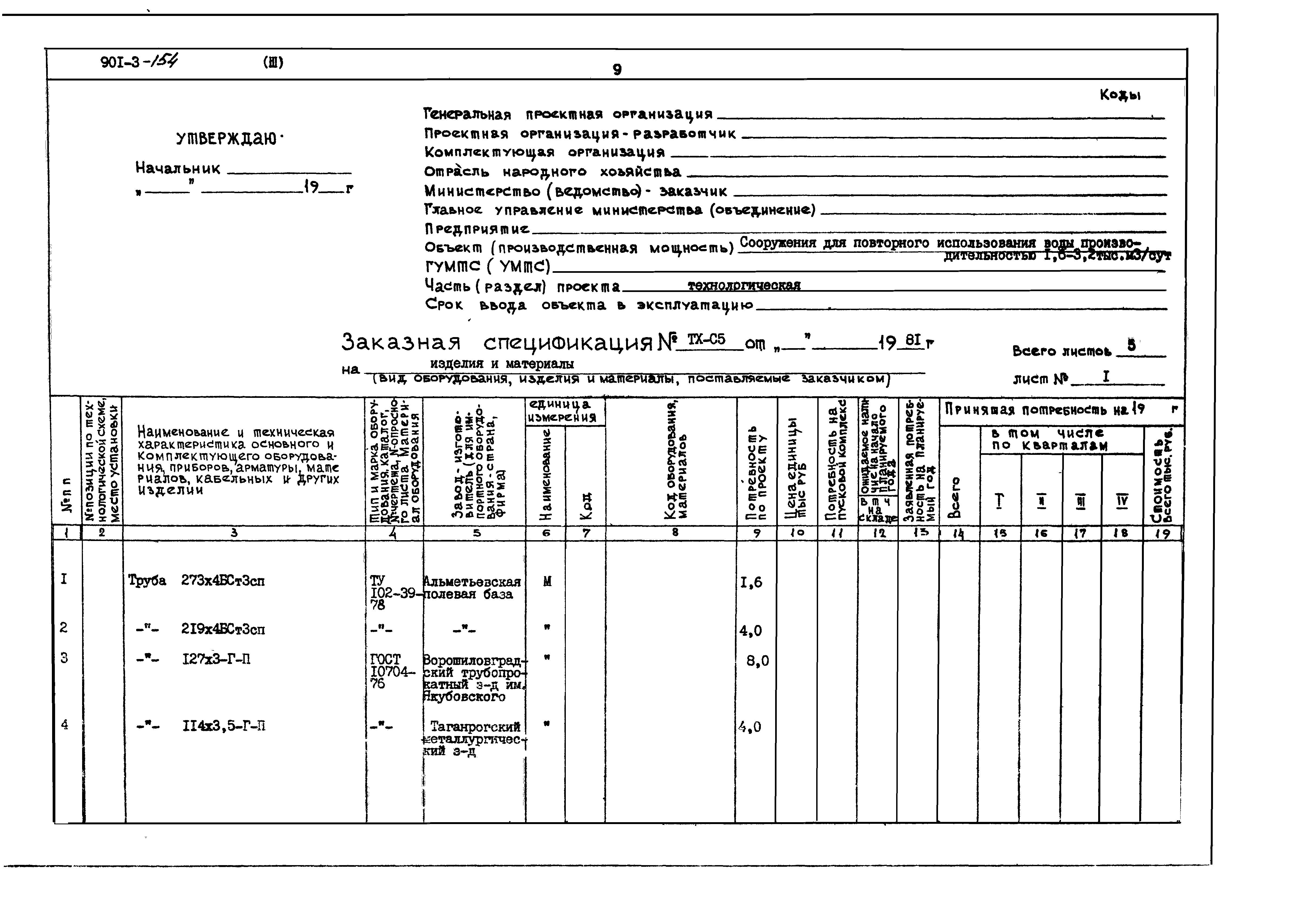Типовой проект 901-3-154