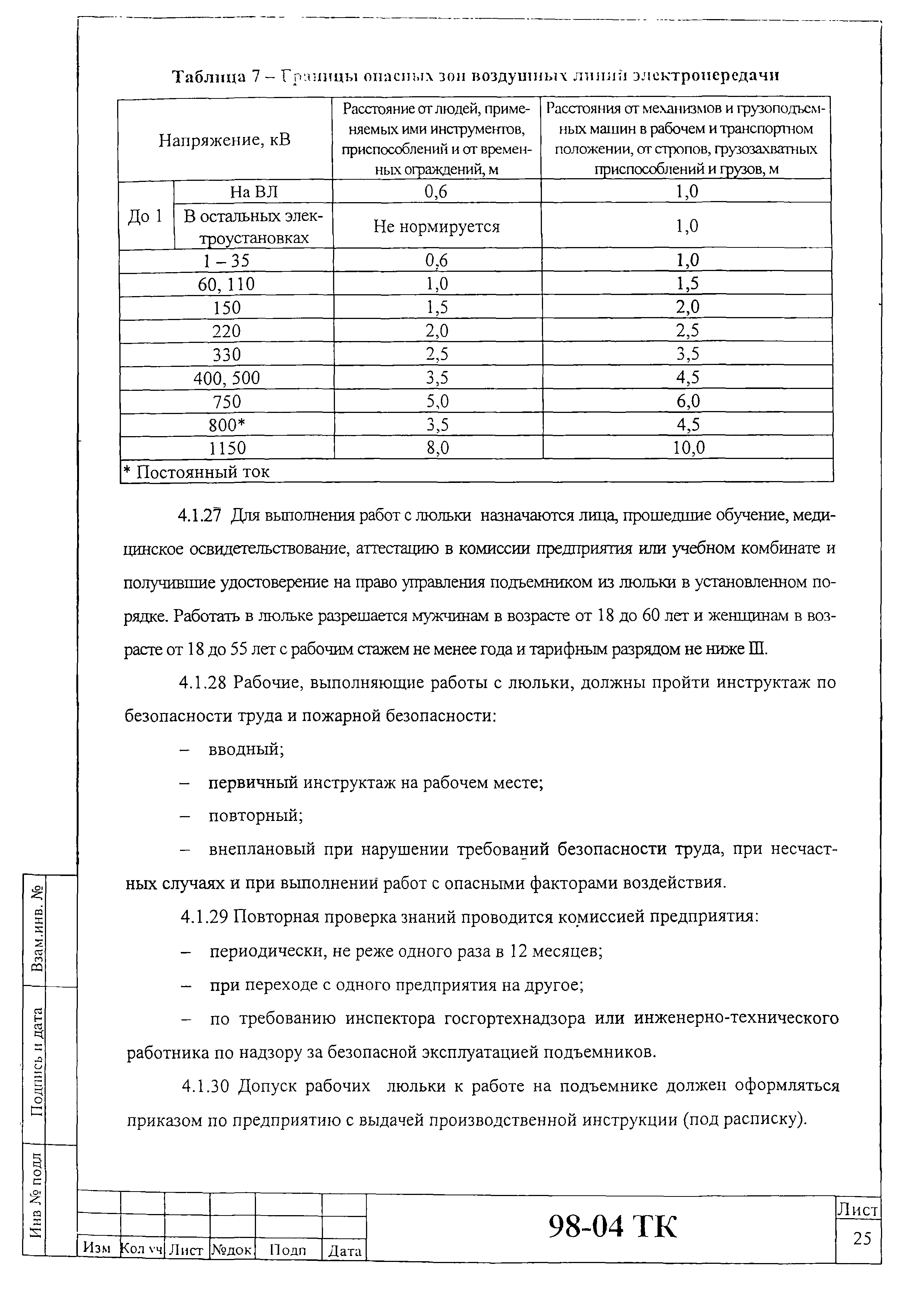 Технологическая карта 98-04 ТК