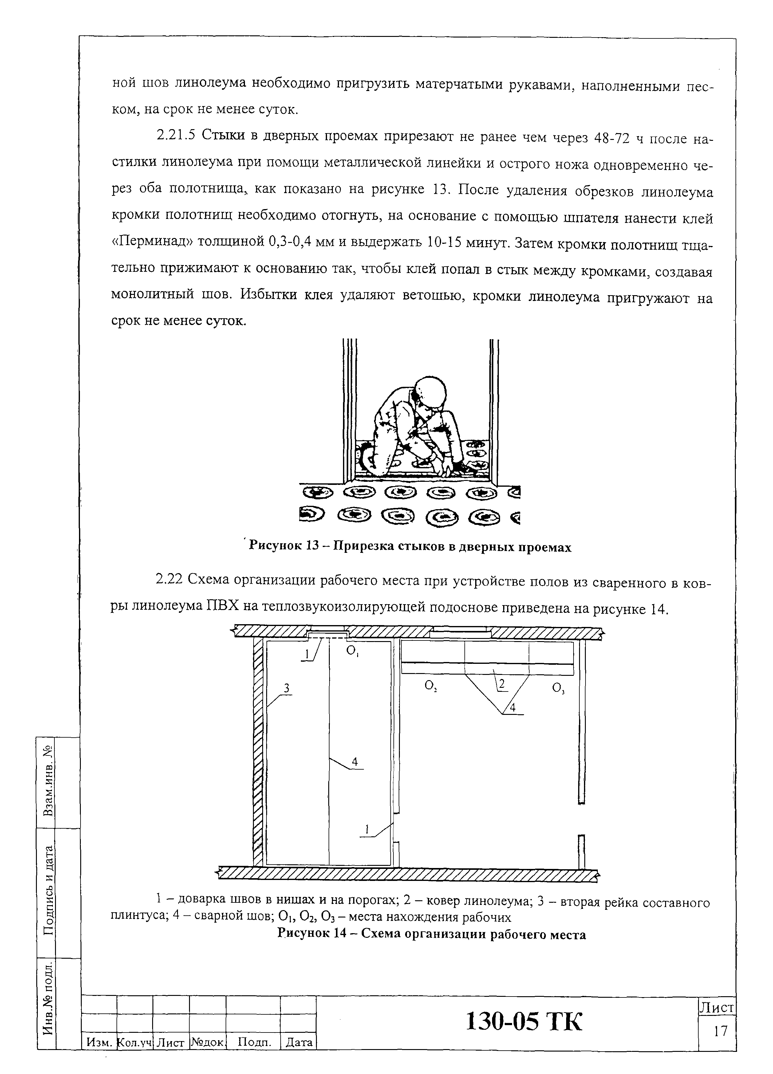 Скачать Технологическая карта 130-05 ТК Технологическая карта на устройство  полов из линолеума ПВХ на теплозвукоизолирующей подоснове по основанию из  древесноволокнистых плит и цементно-песчаной стяжке