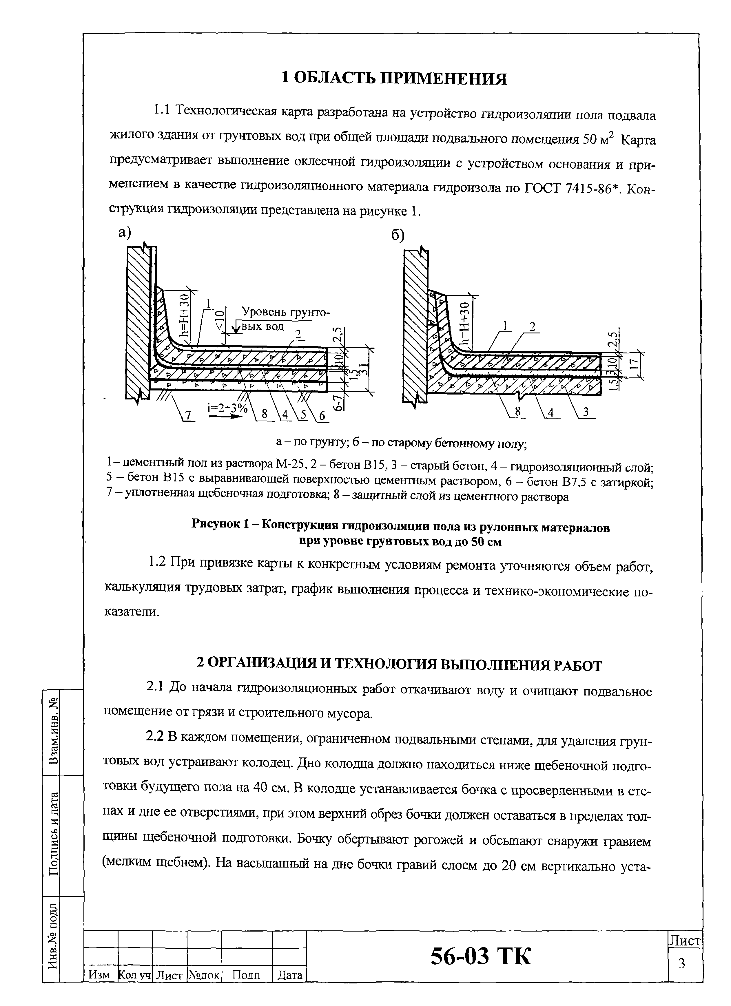 Технологическая карта гидроизоляция