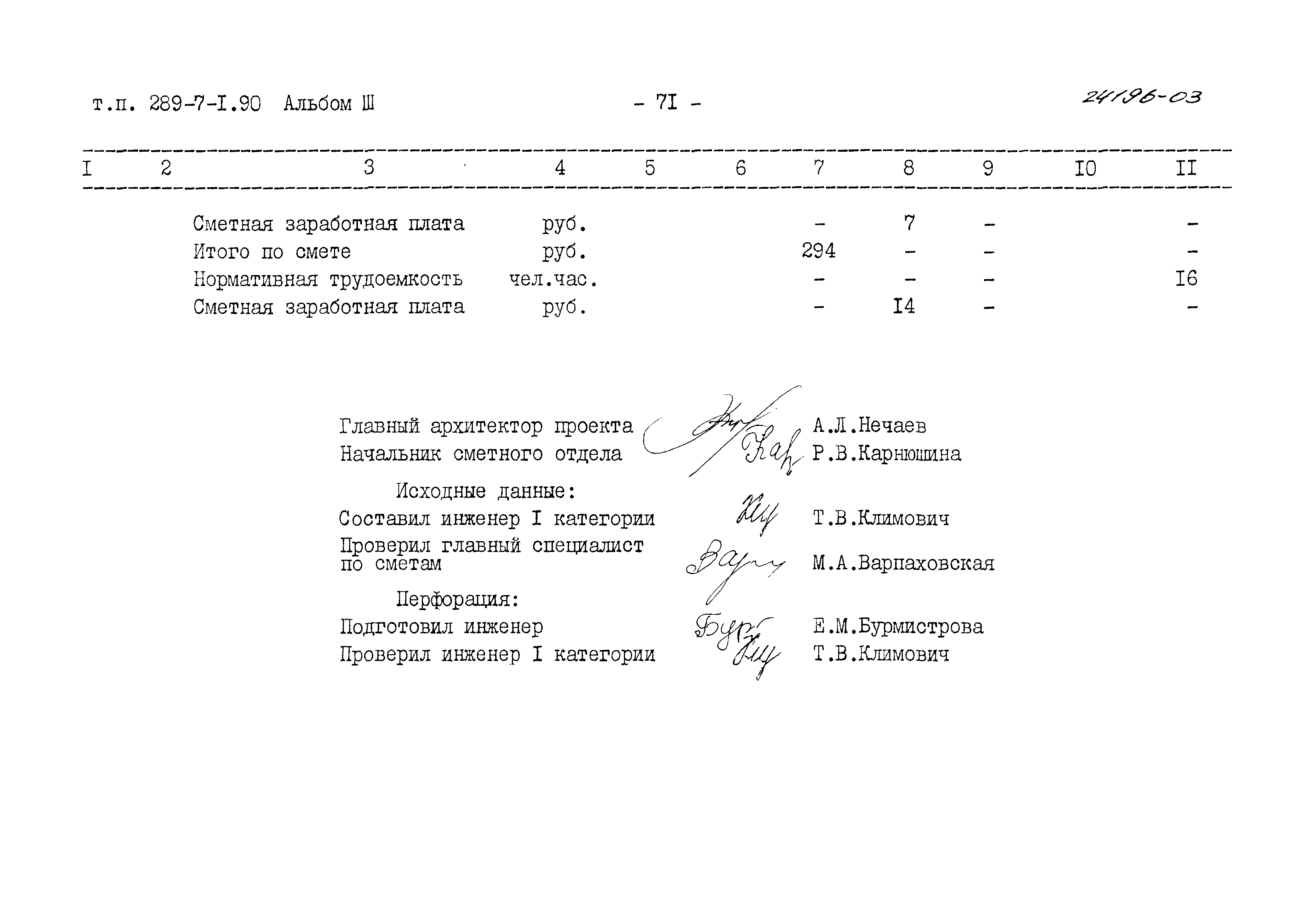 Типовой проект 289-7-1.90