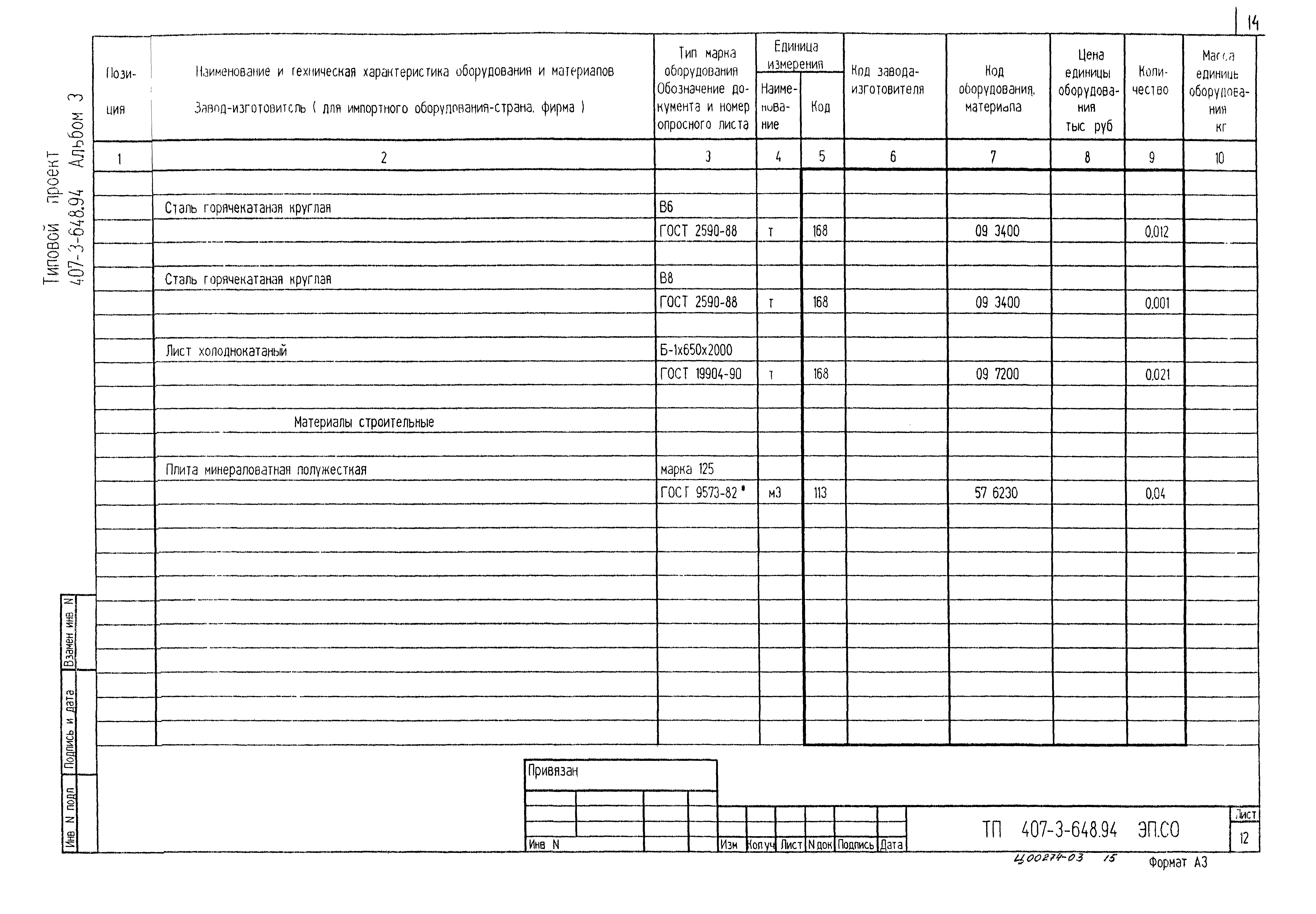 Типовой проект 407-3-648.94