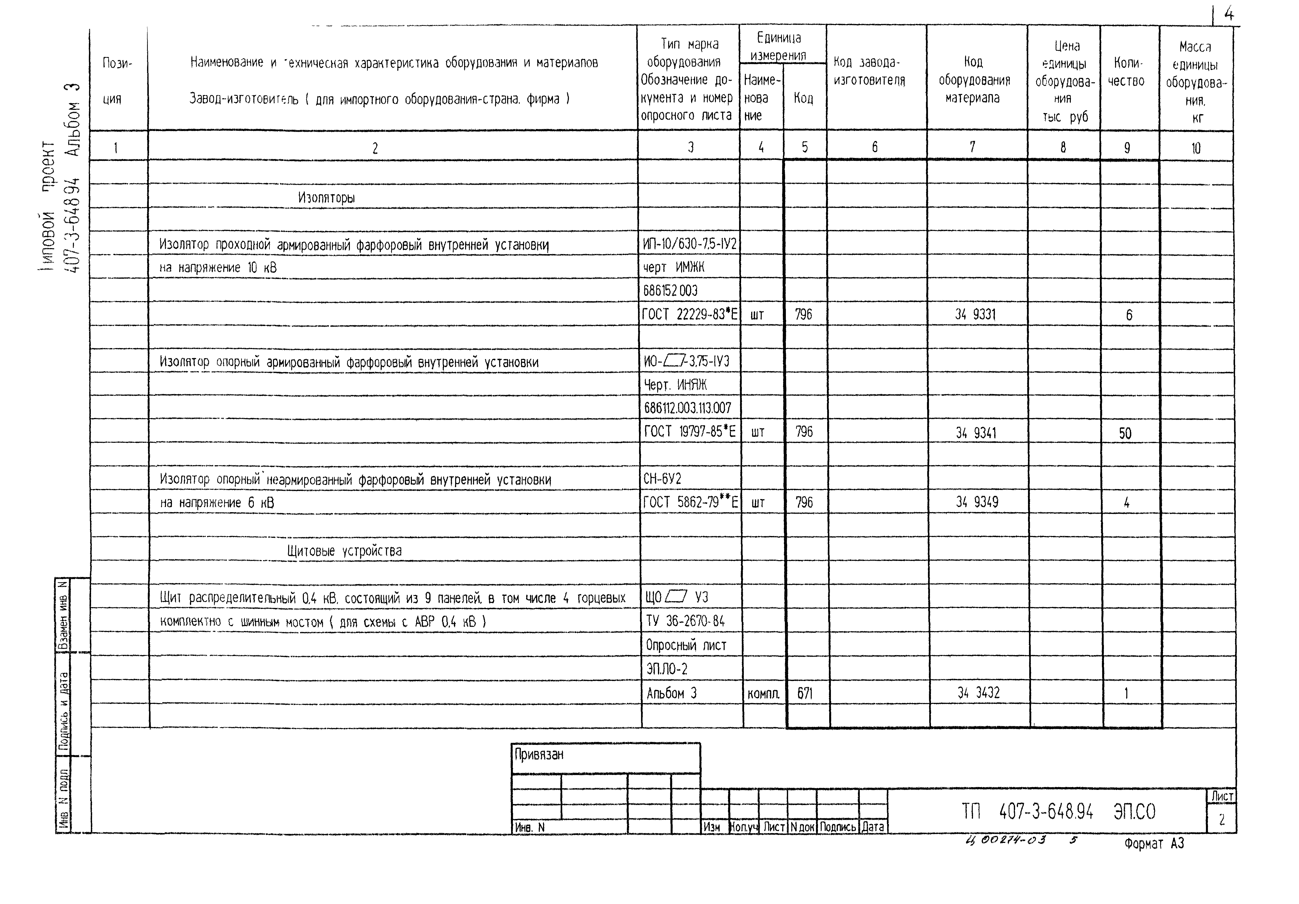 Типовой проект 407-3-648.94