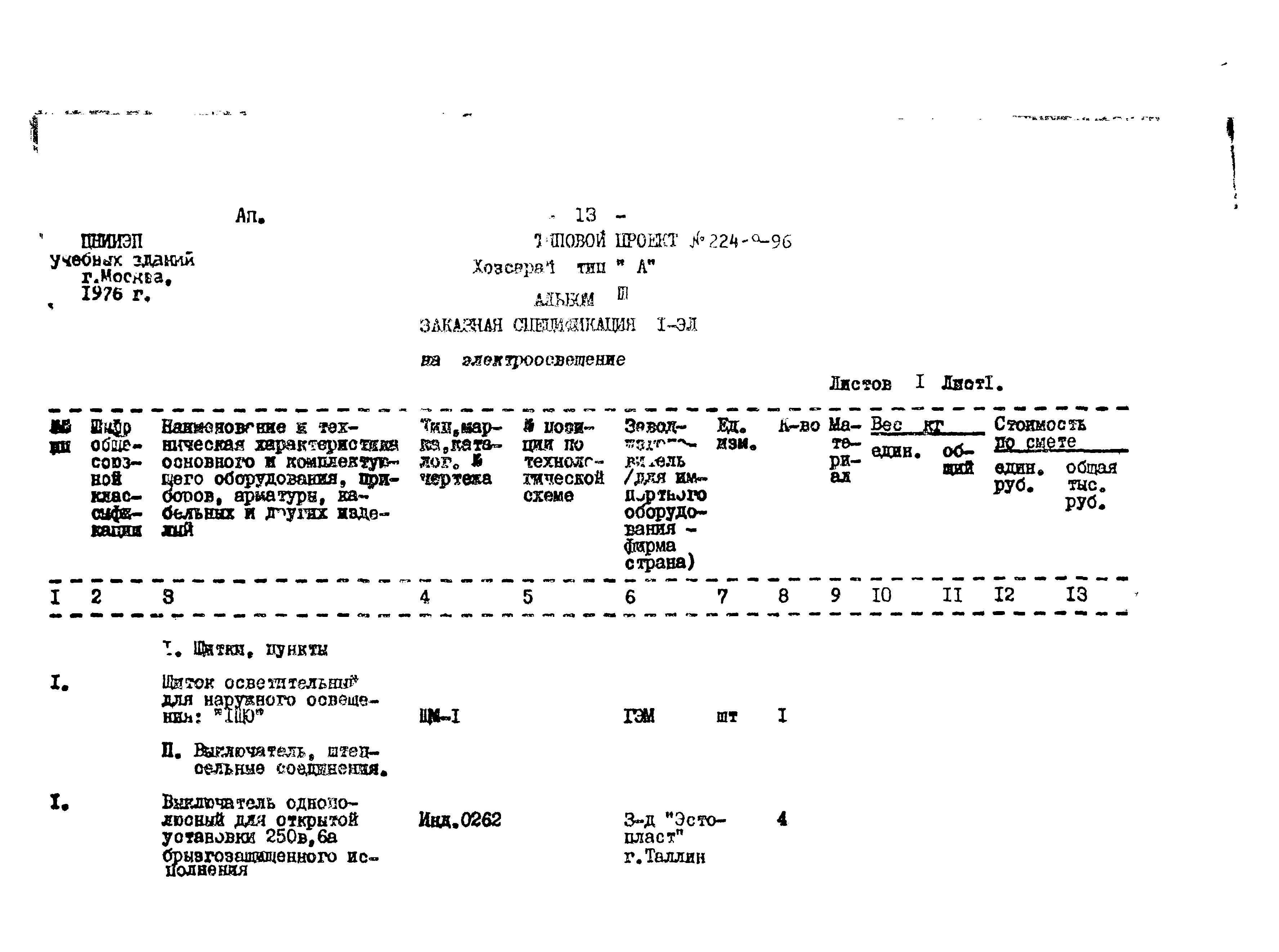 Типовой проект 224-9-96