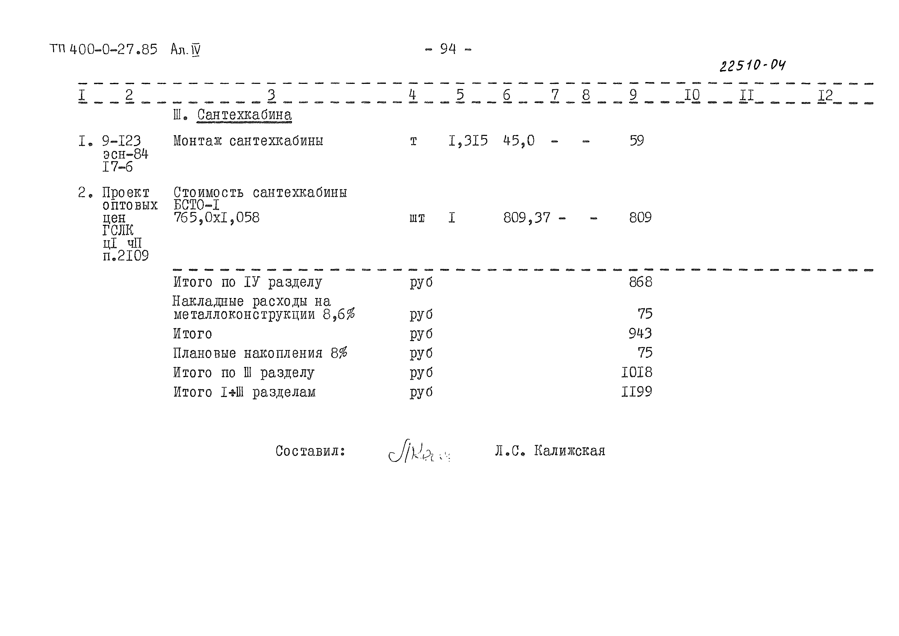 Типовые проектные решения 400-0-27.85