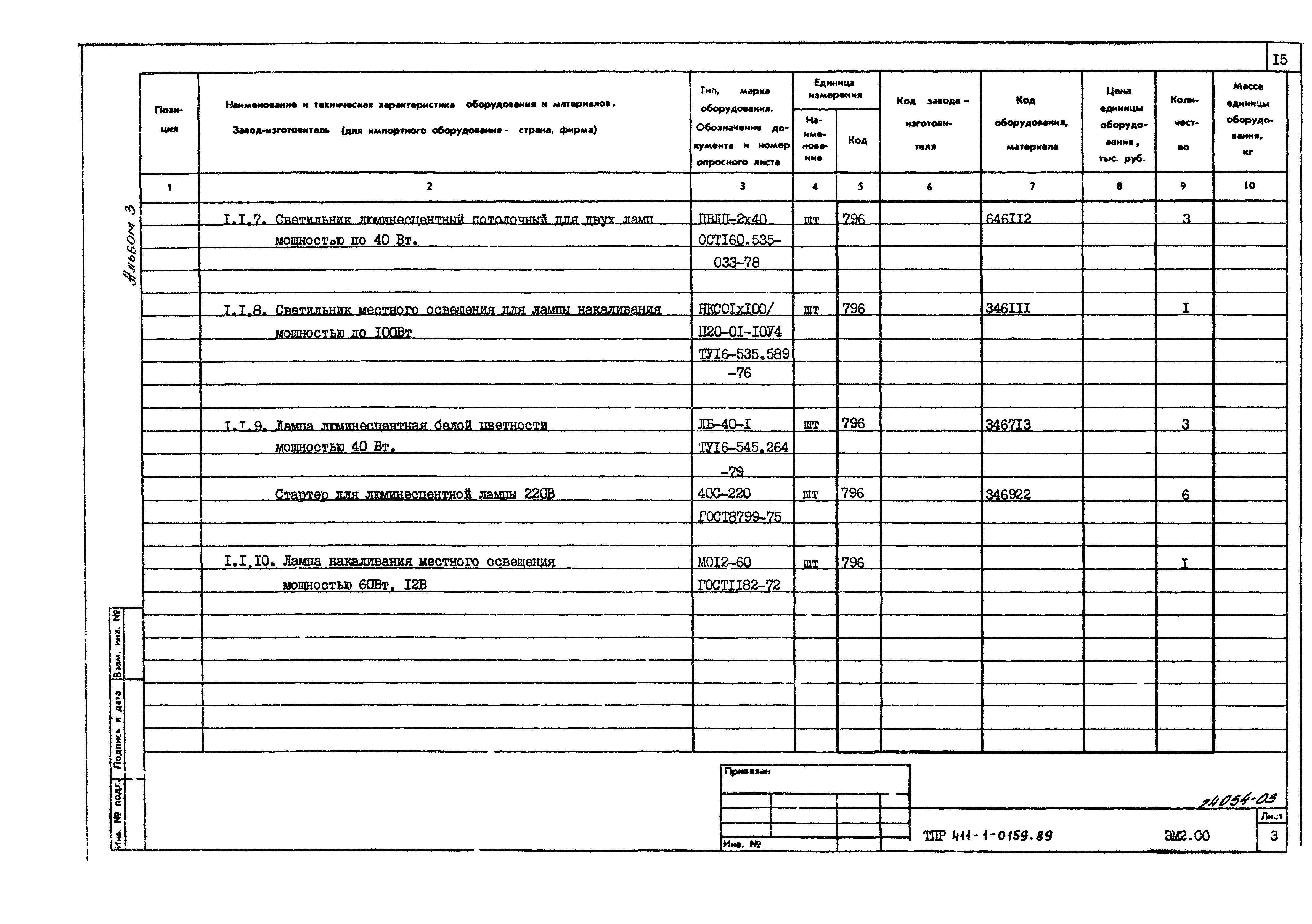 Типовые проектные решения 411-1-0159.89