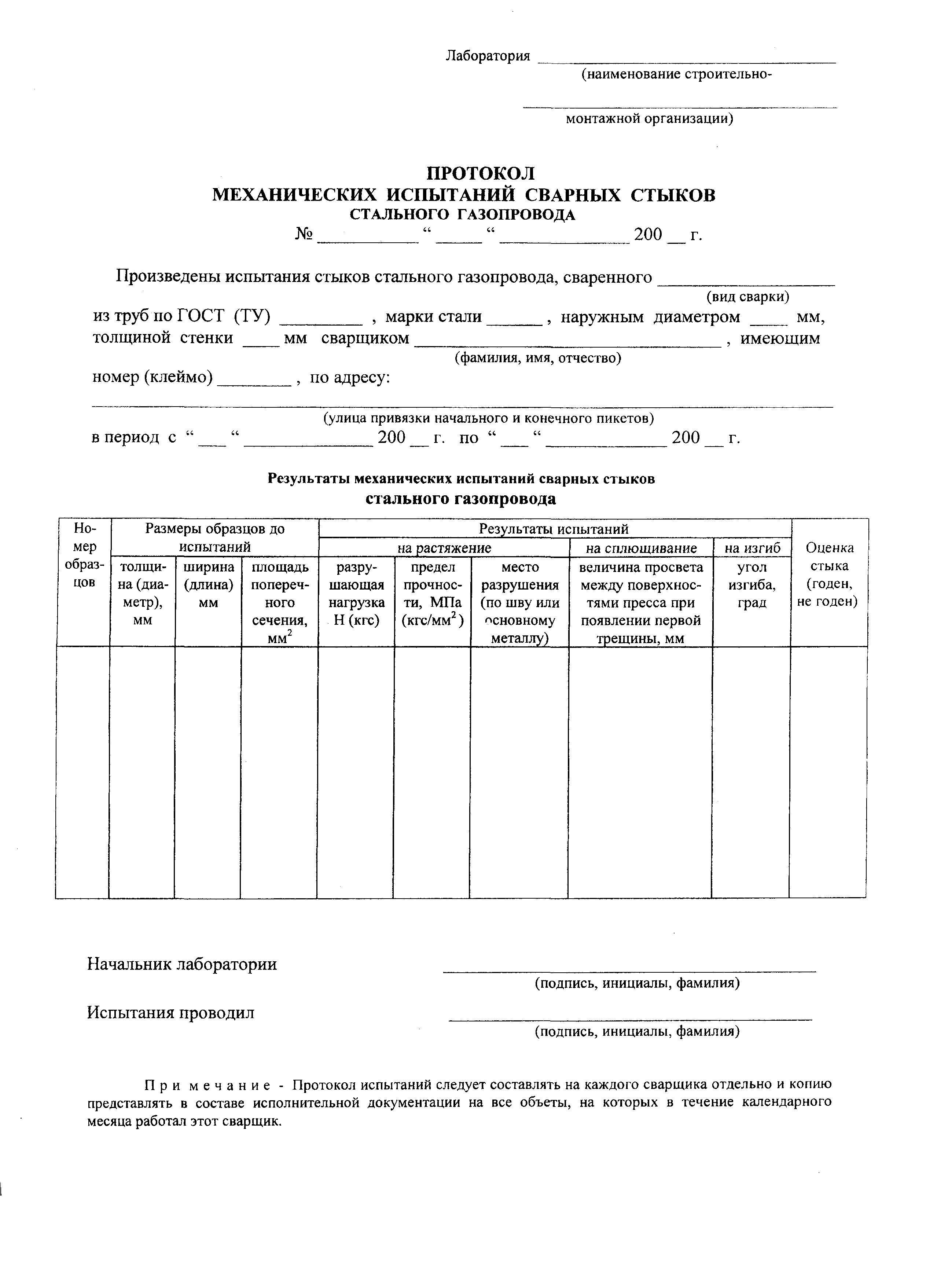 Акт контроля сварных соединений образец