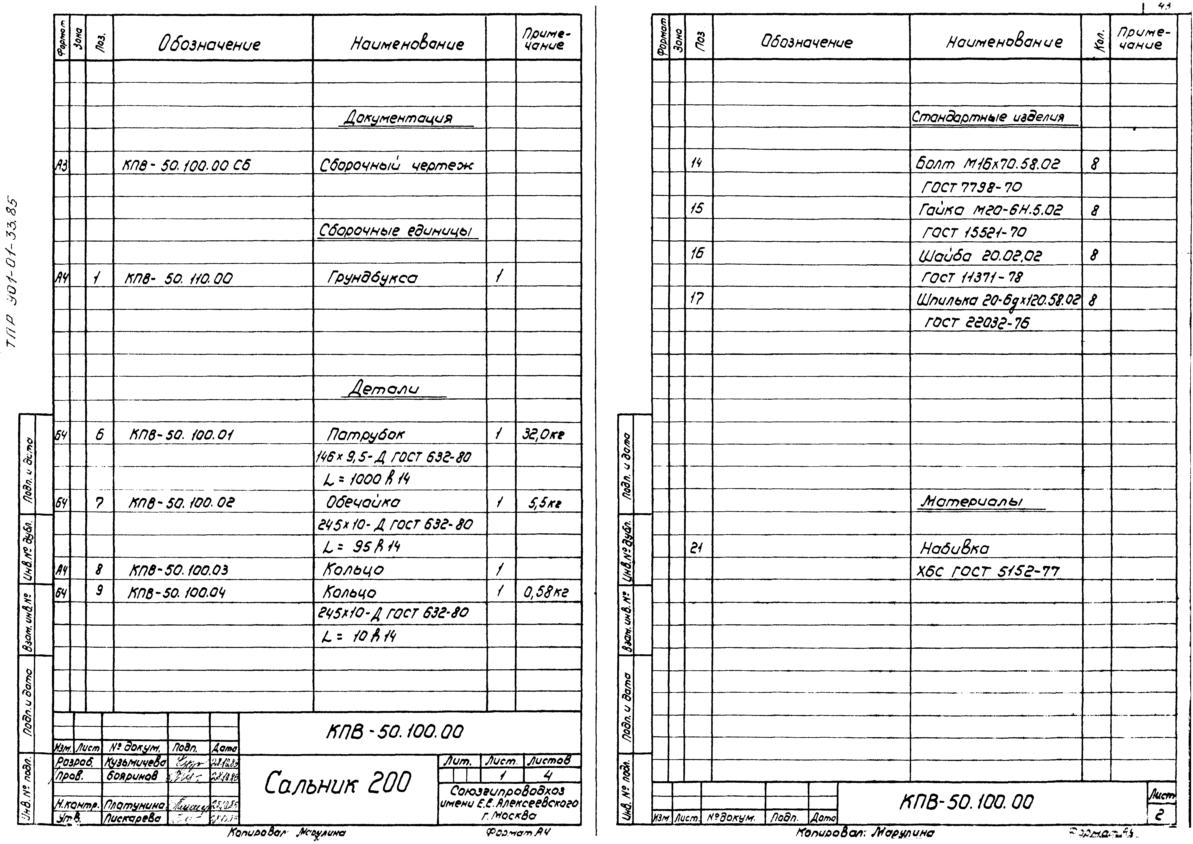 Типовые проектные решения 901-01-33.85