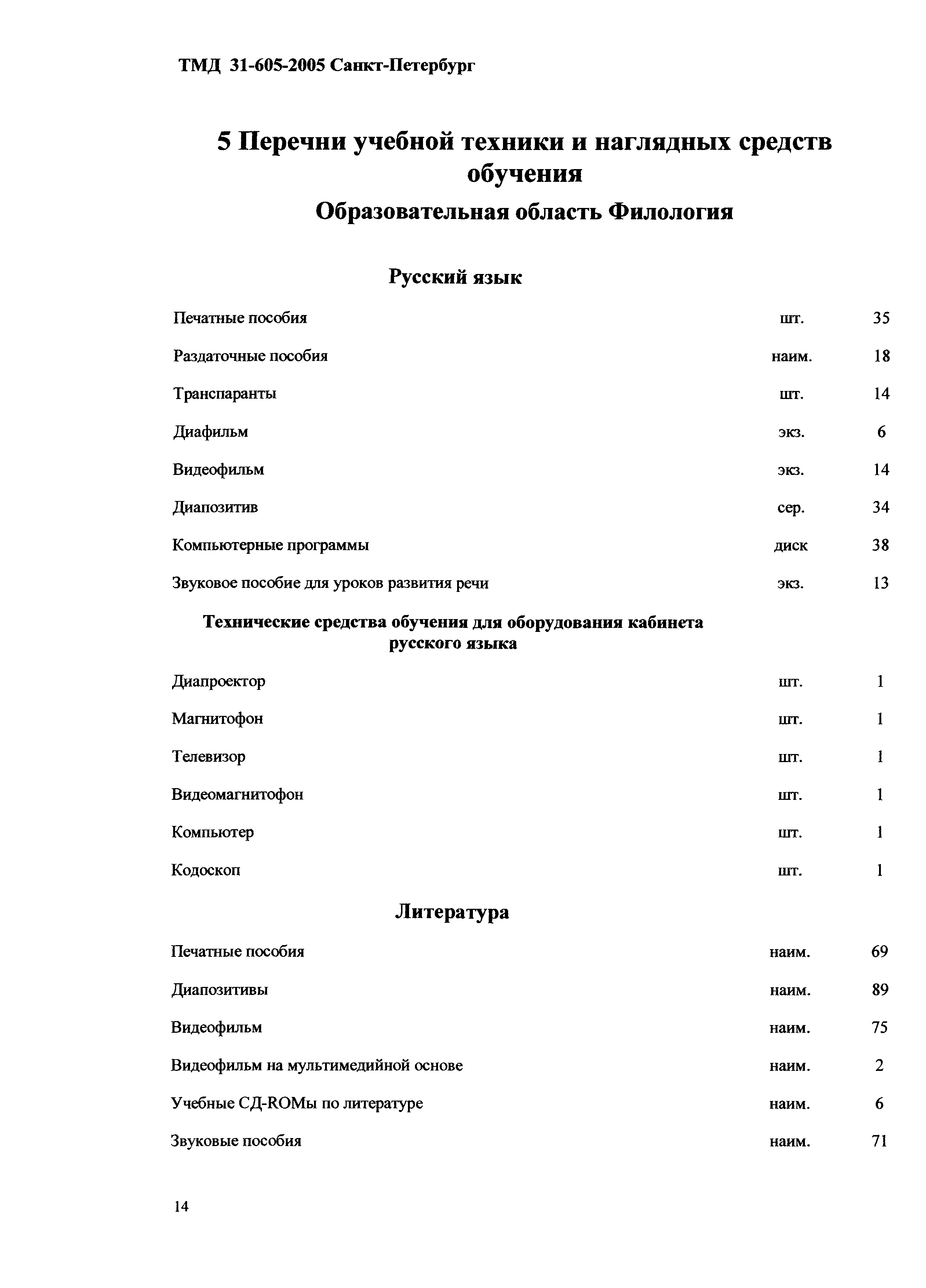 Об установлении перечня мебели инвентаря и средств обучения