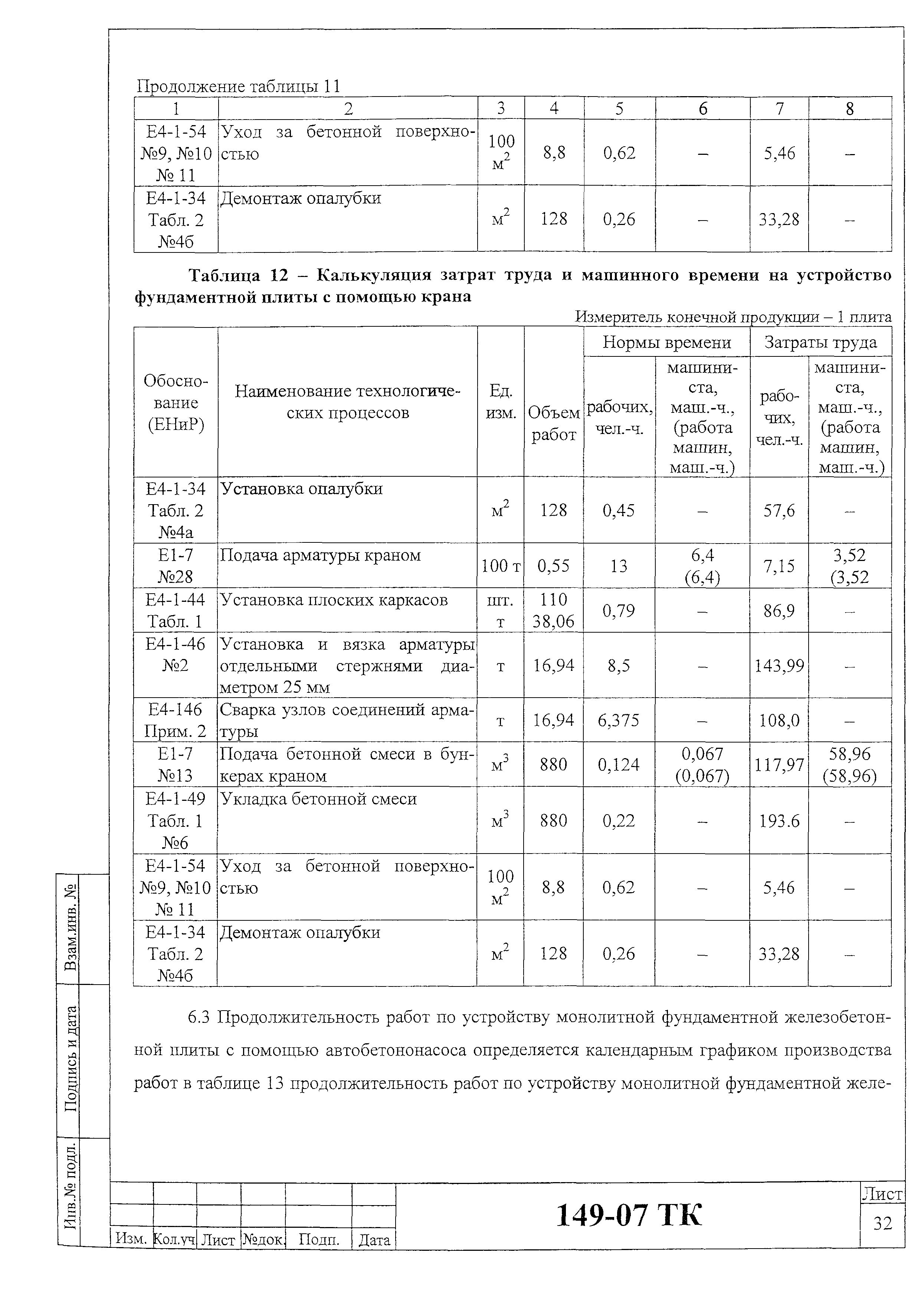 Технологическая карта 149-07 ТК