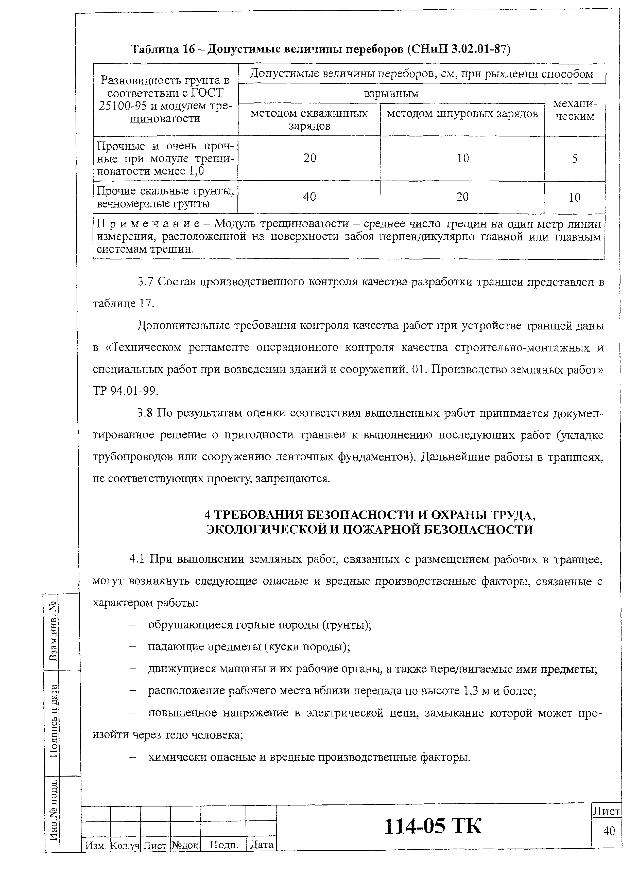 Технологическая карта 114-05 ТК