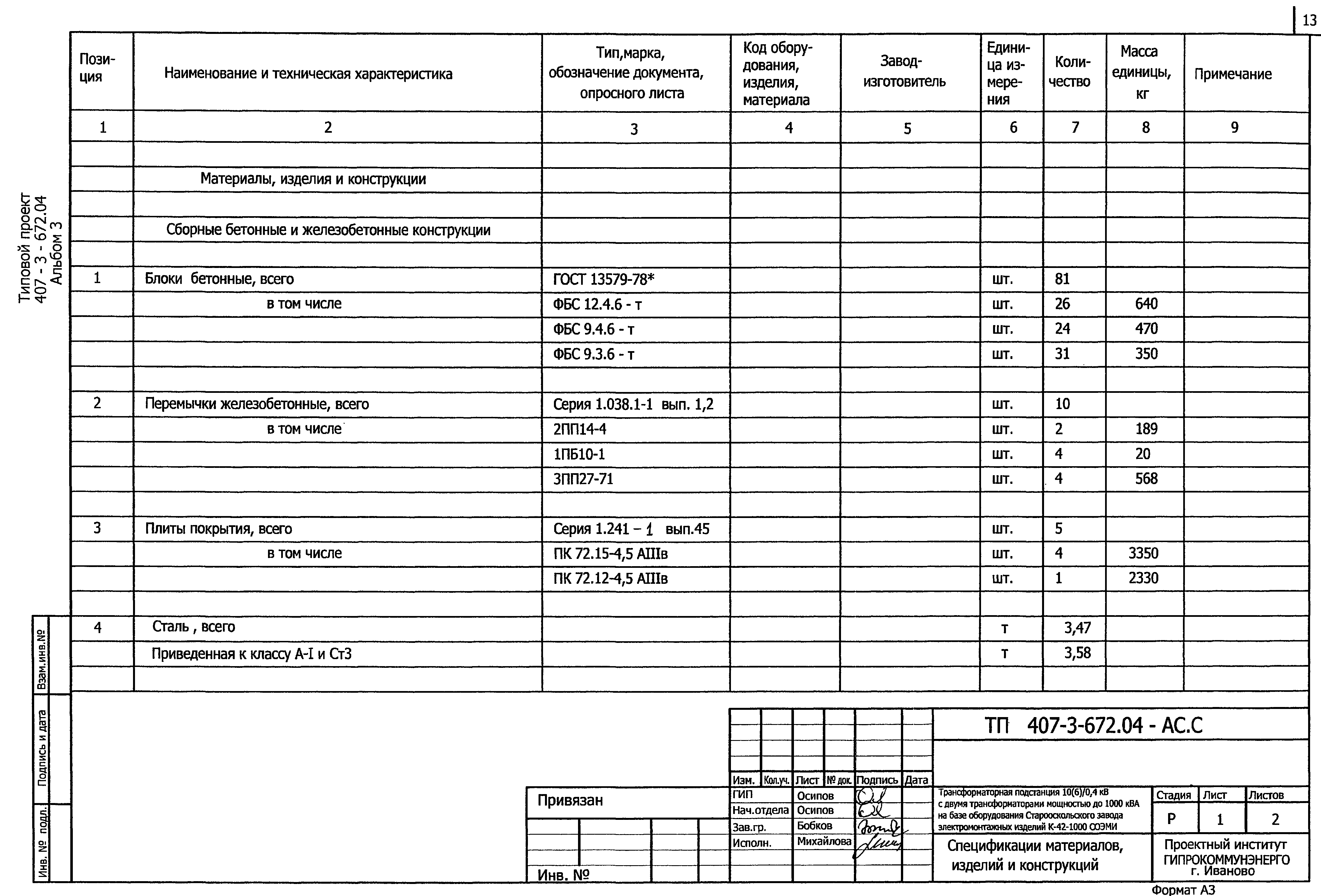 Типовой проект 407-3-672.04