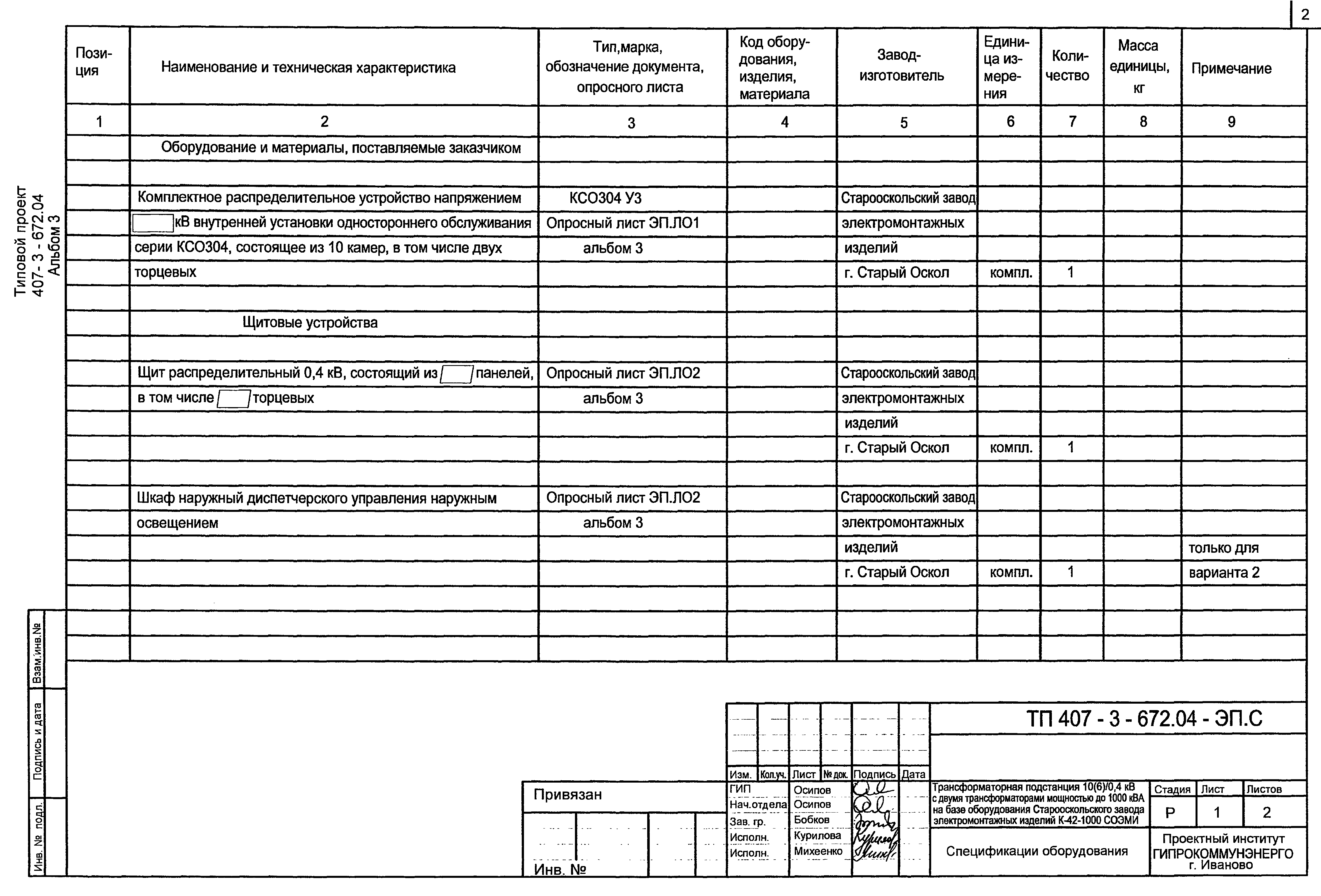 Типовой проект 407-3-672.04