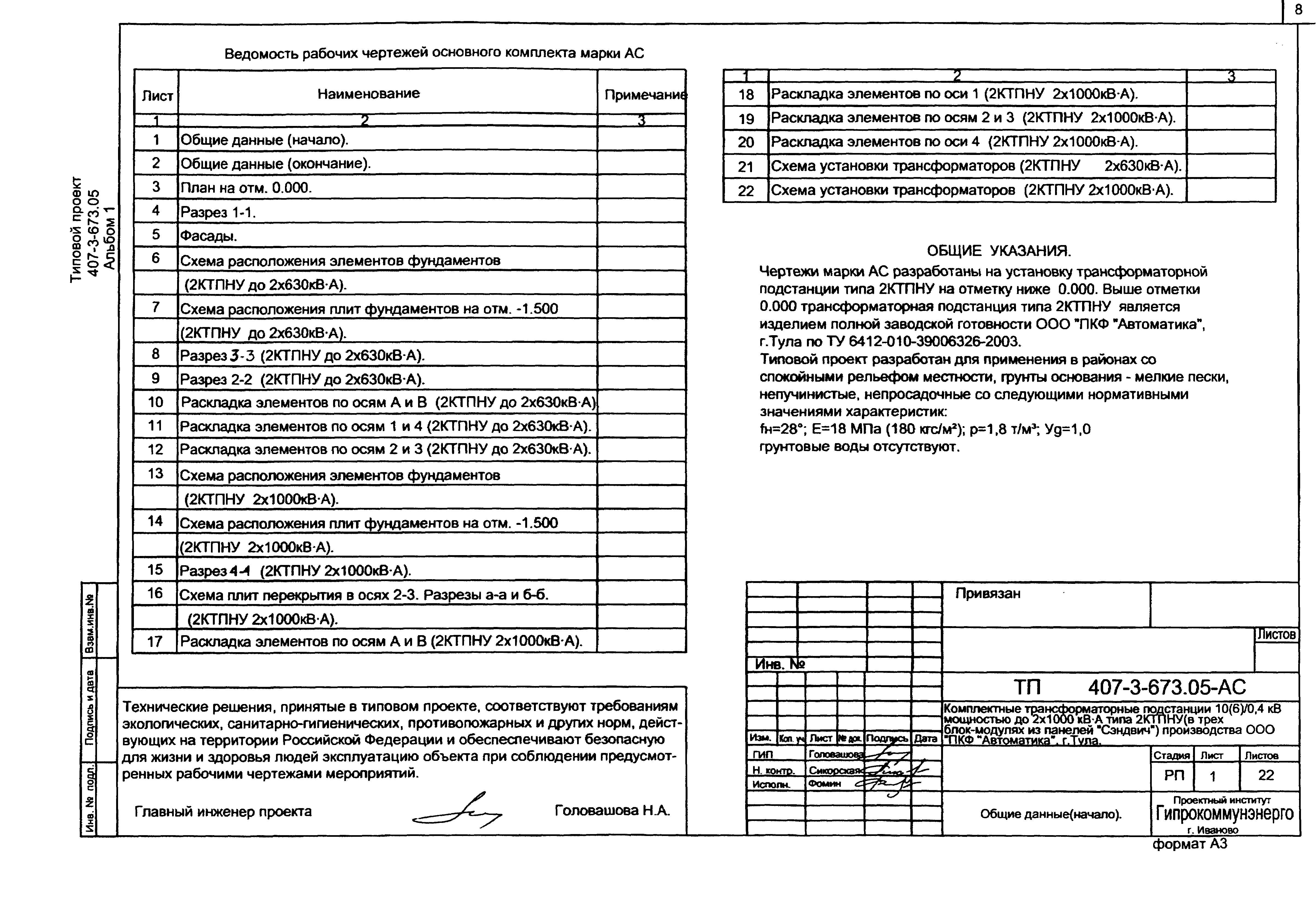 Типовой проект 407-3-673.05