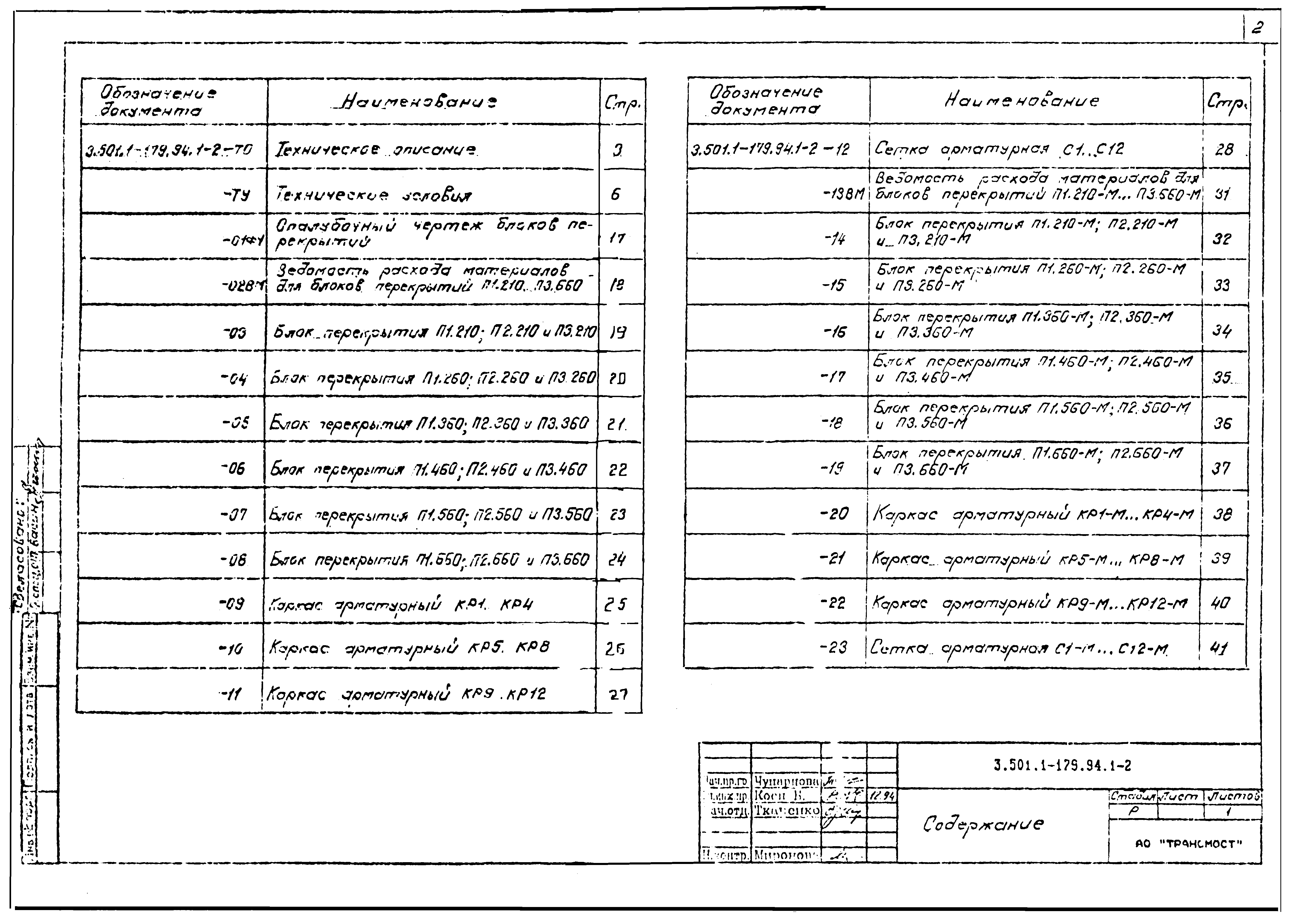 Скачать Серия 3.501.1-179.94 Выпуск 1-2. Блоки перекрытий. Технические  условия. Рабочие чертежи