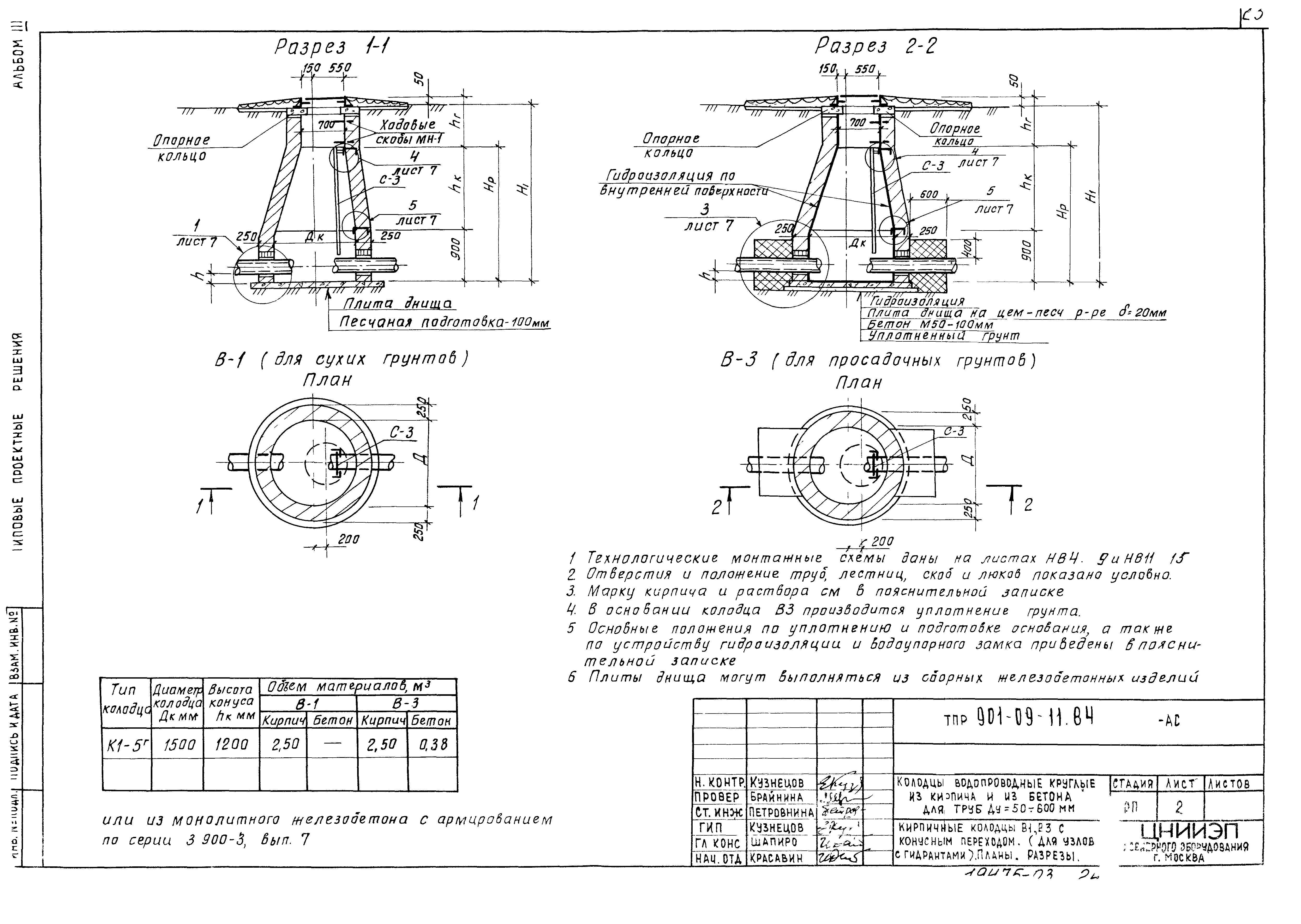 Тпр 901. ТПР 901-09-11.84 колодцы водопроводные. ТП 901-09-11.84. Водопроводный колодец типовой.